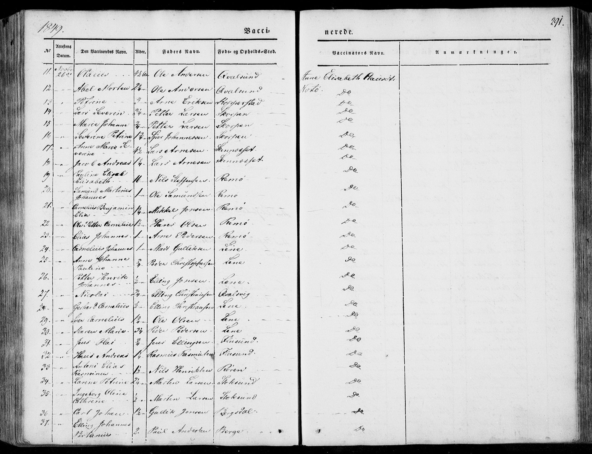 Ministerialprotokoller, klokkerbøker og fødselsregistre - Møre og Romsdal, AV/SAT-A-1454/507/L0070: Ministerialbok nr. 507A05, 1842-1873, s. 291