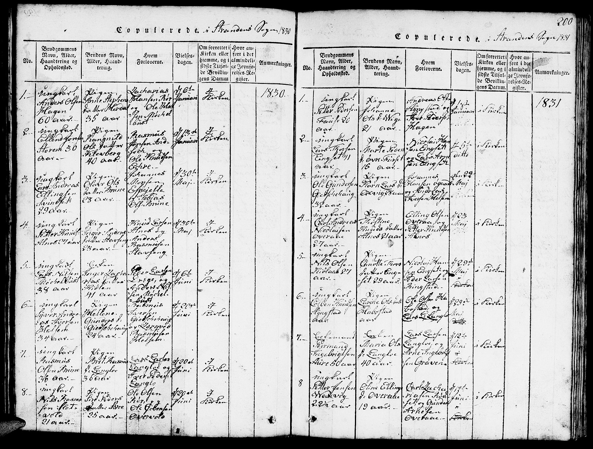 Ministerialprotokoller, klokkerbøker og fødselsregistre - Møre og Romsdal, SAT/A-1454/520/L0289: Klokkerbok nr. 520C01, 1817-1837, s. 200
