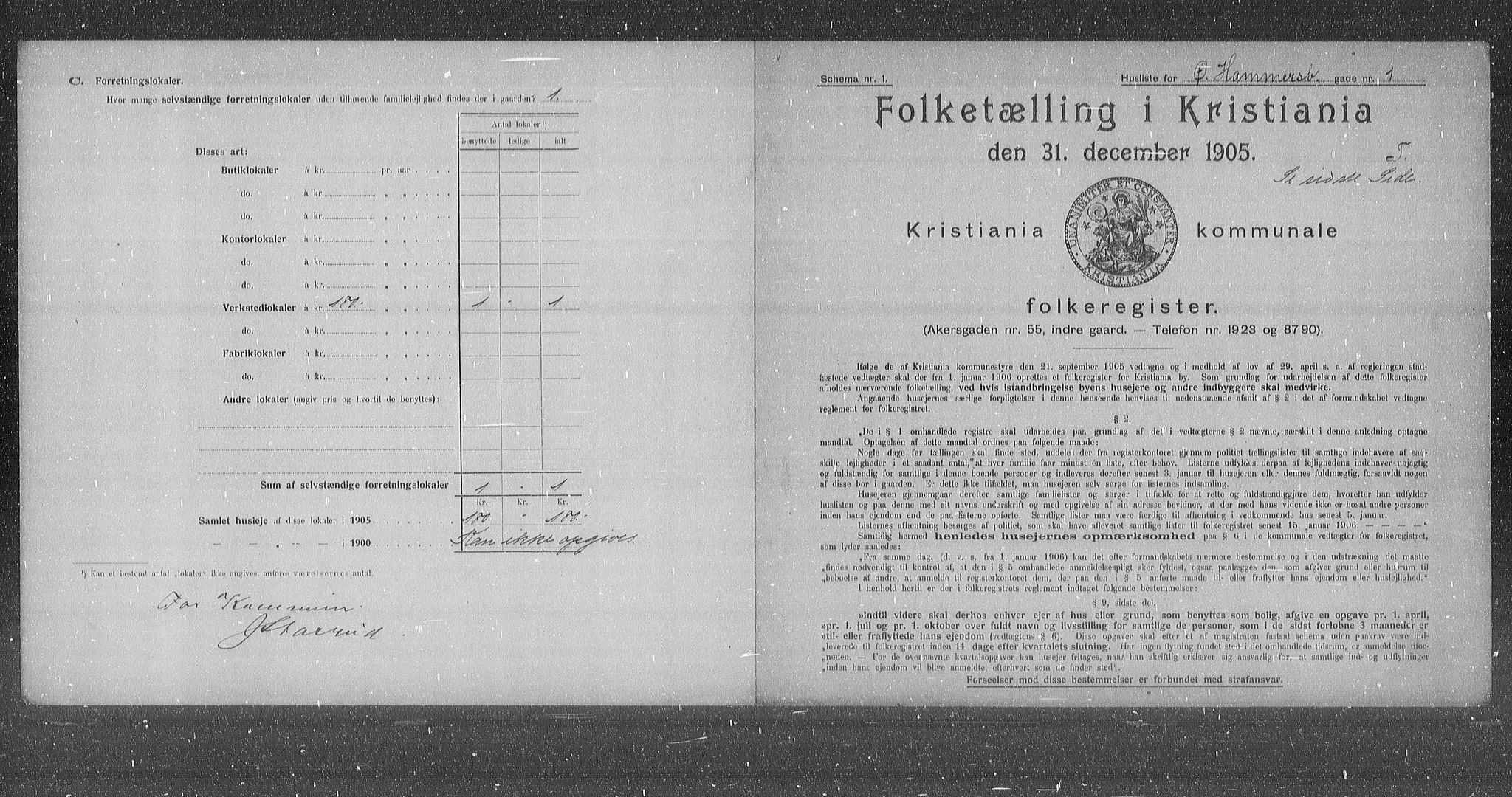 OBA, Kommunal folketelling 31.12.1905 for Kristiania kjøpstad, 1905, s. 68255