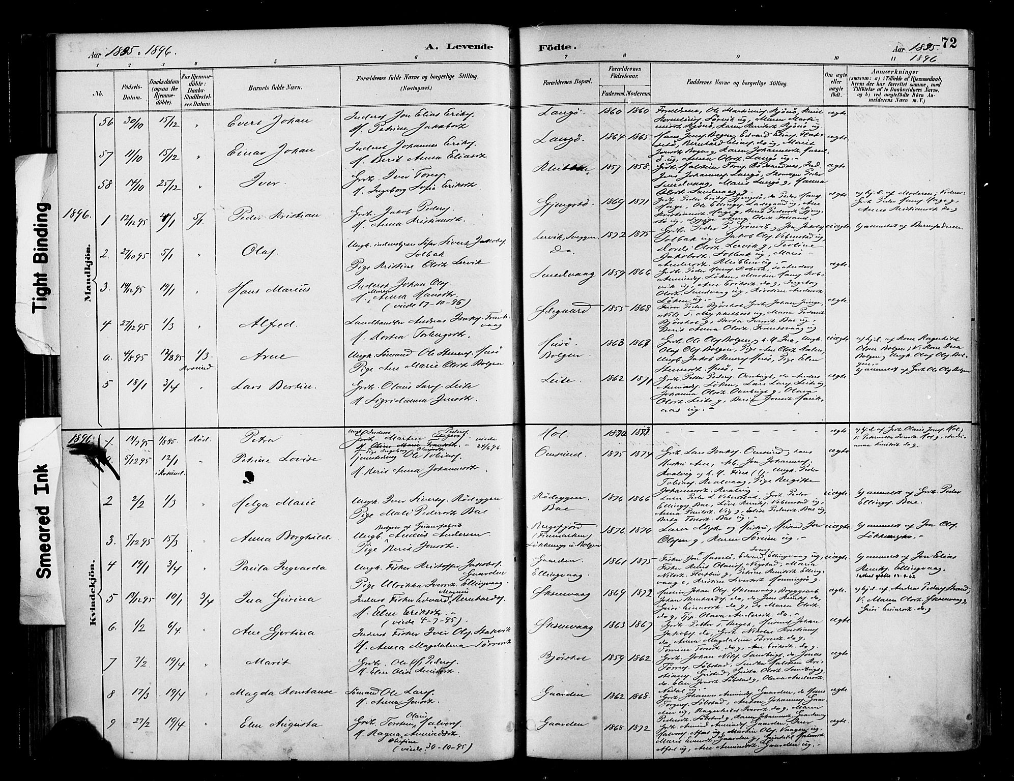 Ministerialprotokoller, klokkerbøker og fødselsregistre - Møre og Romsdal, AV/SAT-A-1454/569/L0819: Ministerialbok nr. 569A05, 1885-1899, s. 72