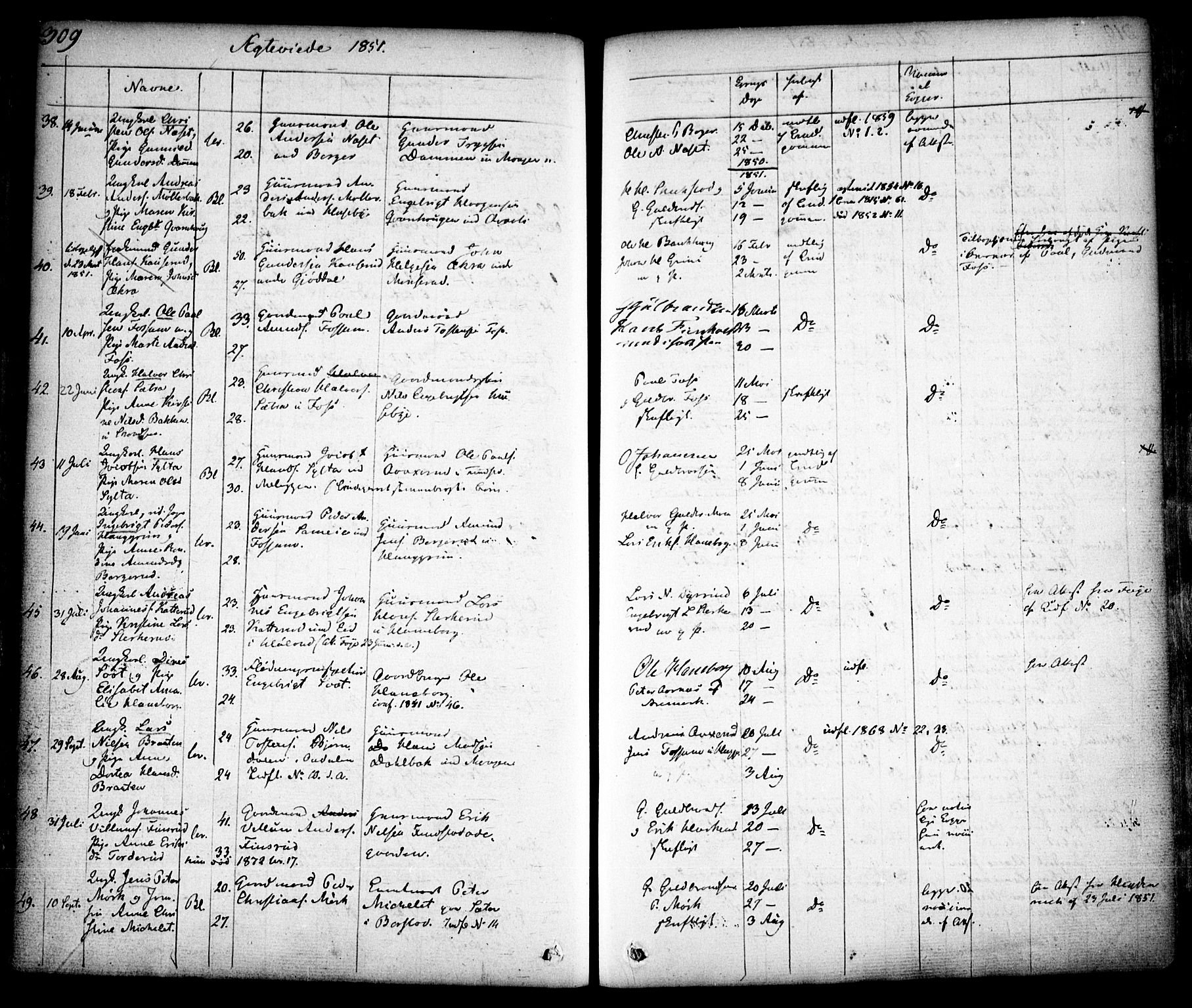 Aurskog prestekontor Kirkebøker, AV/SAO-A-10304a/F/Fa/L0006: Ministerialbok nr. I 6, 1829-1853, s. 309