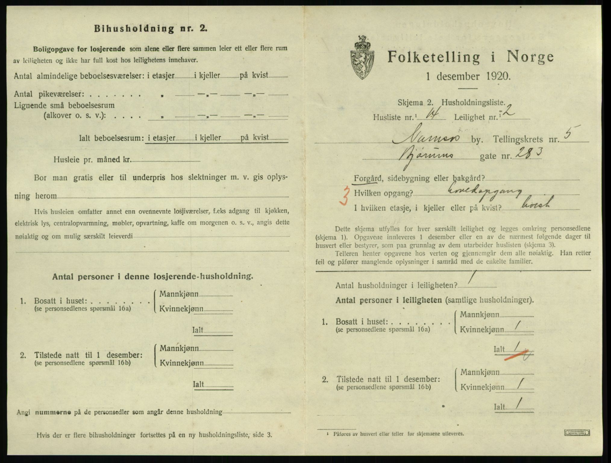 SAT, Folketelling 1920 for 1703 Namsos ladested, 1920, s. 1651