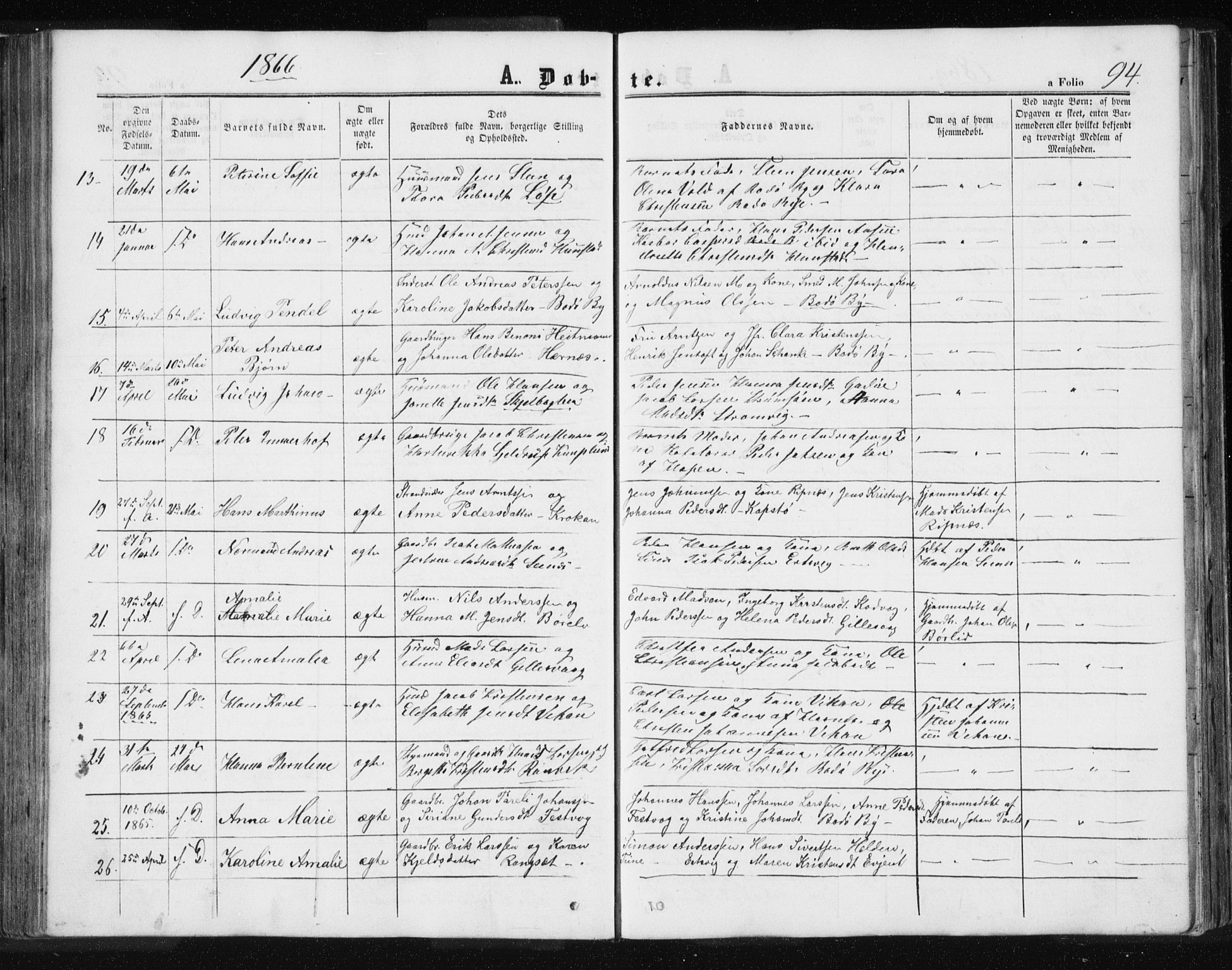 Ministerialprotokoller, klokkerbøker og fødselsregistre - Nordland, AV/SAT-A-1459/801/L0028: Klokkerbok nr. 801C03, 1855-1867, s. 94