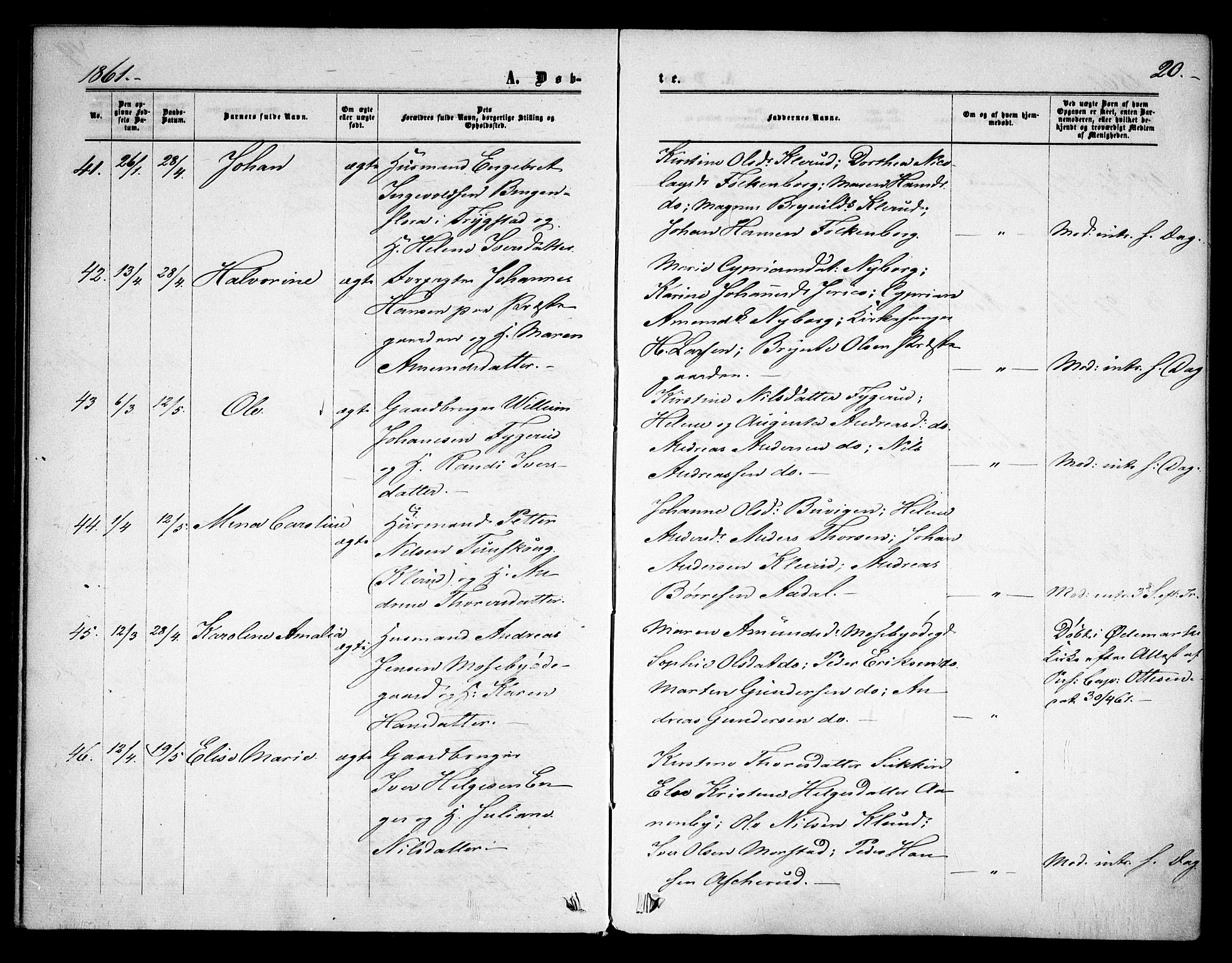 Rødenes prestekontor Kirkebøker, AV/SAO-A-2005/F/Fa/L0007: Ministerialbok nr. I 7, 1860-1869, s. 20