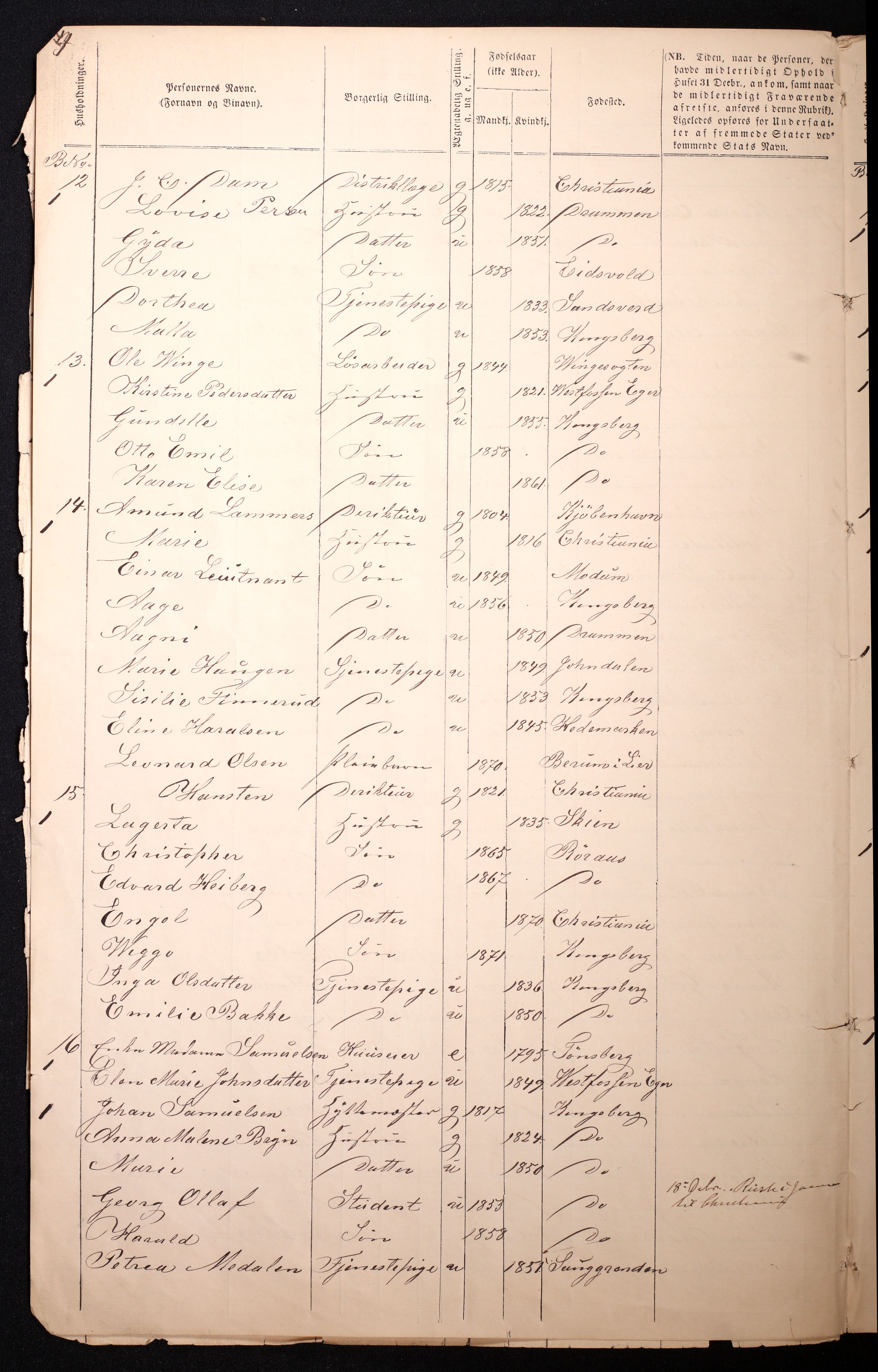 RA, Folketelling 1870 for 0604 Kongsberg kjøpstad, 1870, s. 6
