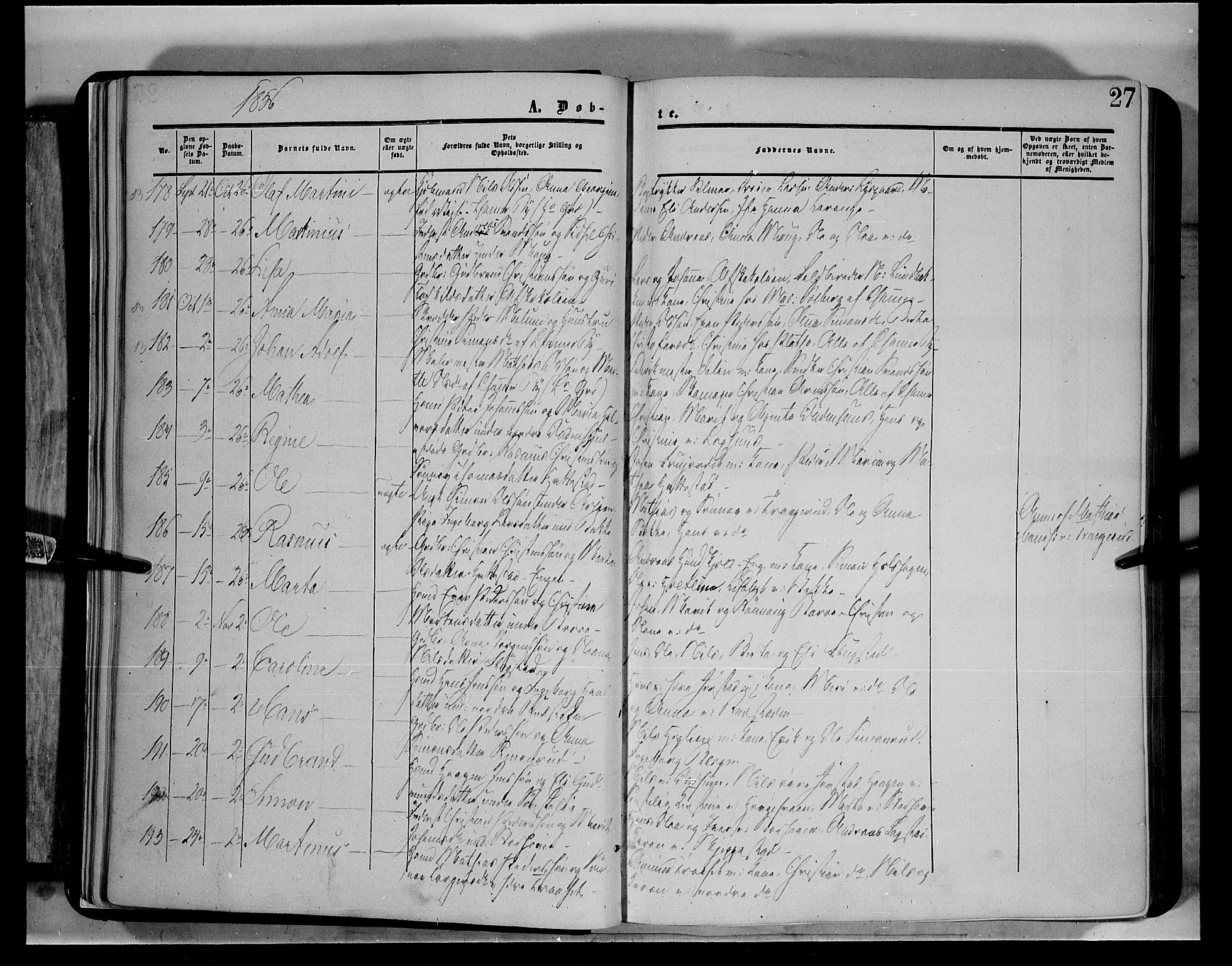 Fåberg prestekontor, AV/SAH-PREST-086/H/Ha/Haa/L0006: Ministerialbok nr. 6A, 1855-1867, s. 27