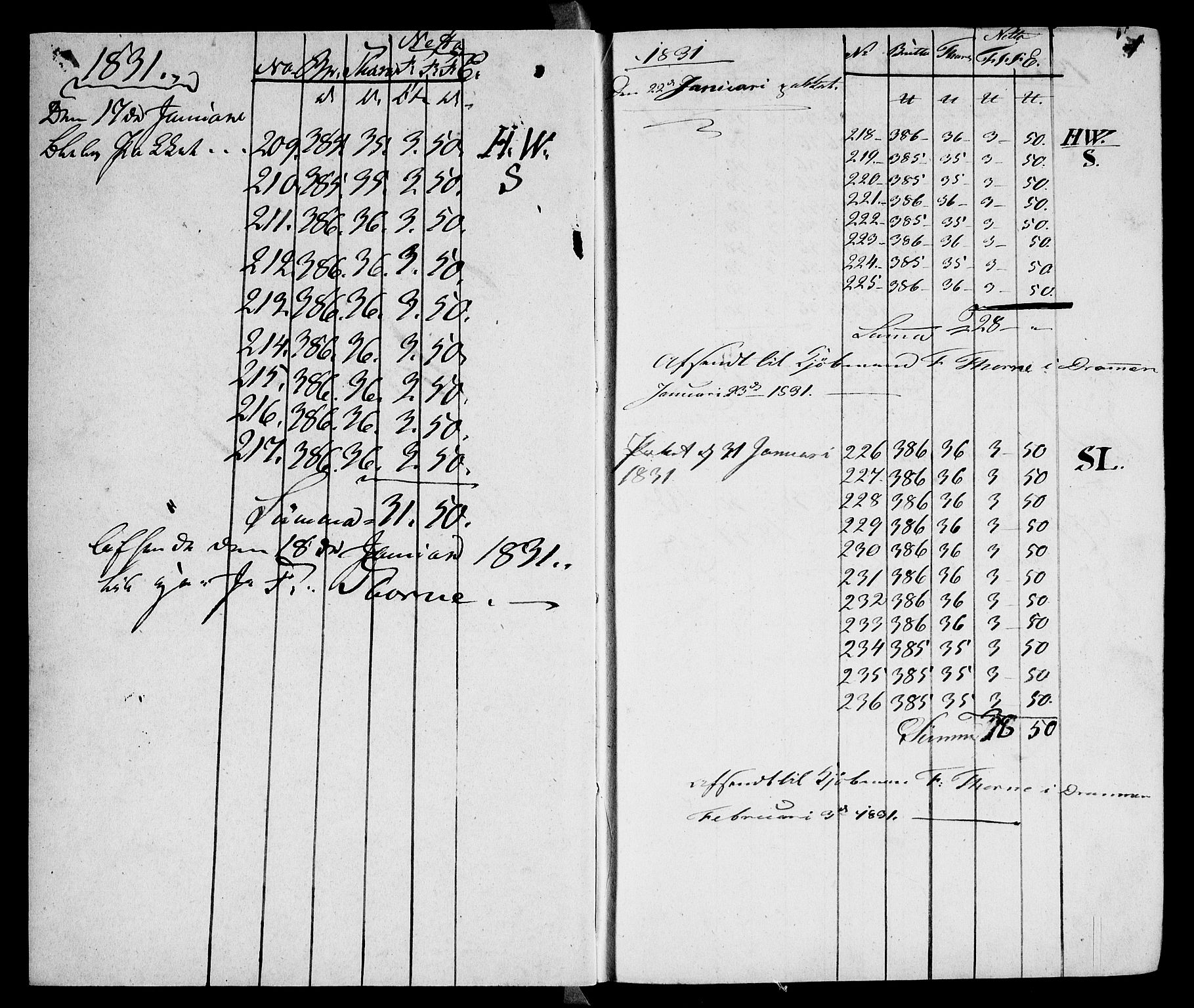 Modums Blaafarveværk, RA/PA-0157/G/Gd/Gda/L0183/0001: -- / Pak-Bog Litr. A. For utgående koboltprodukter, 1831-1837, s. 3