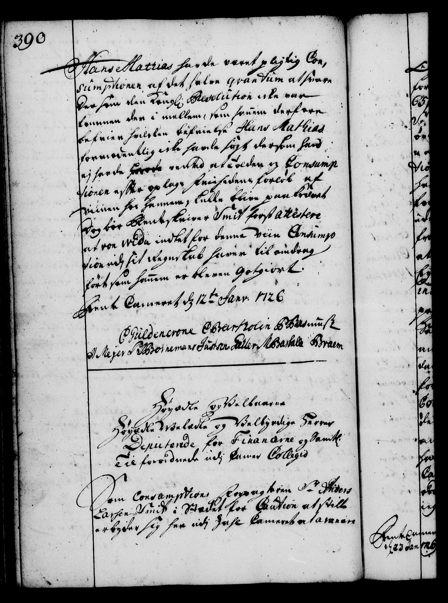Rentekammeret, Kammerkanselliet, RA/EA-3111/G/Gg/Gga/L0002: Norsk ekspedisjonsprotokoll med register (merket RK 53.2), 1723-1727, s. 390
