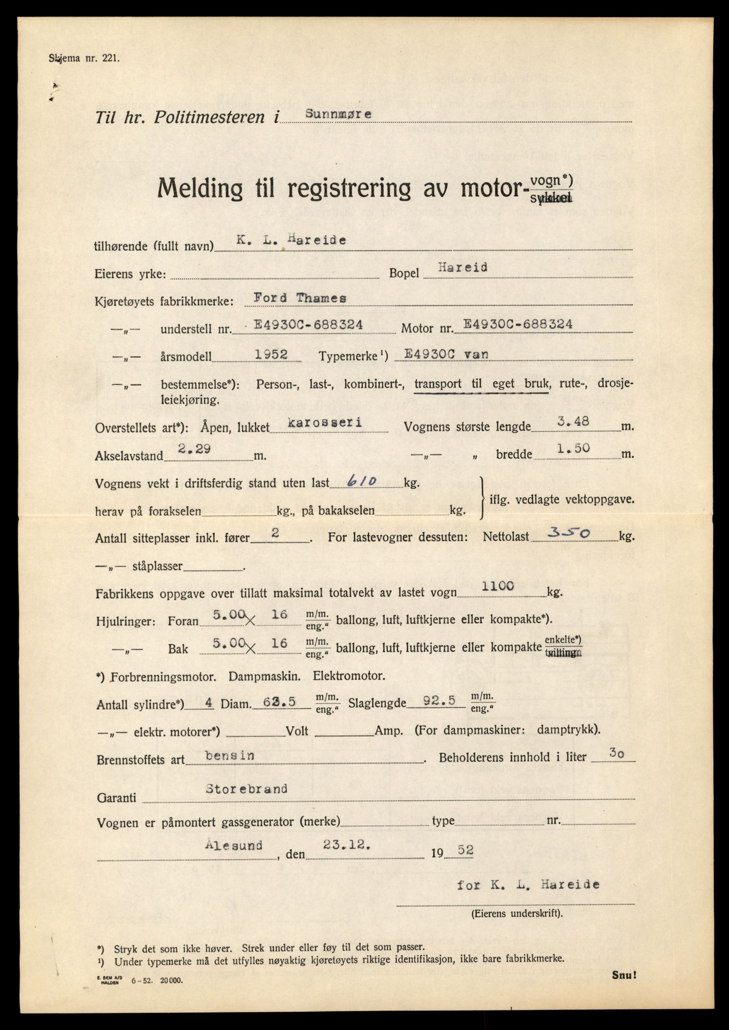 Møre og Romsdal vegkontor - Ålesund trafikkstasjon, AV/SAT-A-4099/F/Fe/L0012: Registreringskort for kjøretøy T 1290 - T 1450, 1927-1998, s. 3222