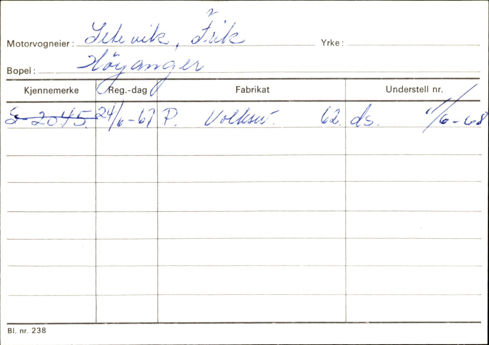 Statens vegvesen, Sogn og Fjordane vegkontor, AV/SAB-A-5301/4/F/L0131: Eigarregister Høyanger P-Å. Stryn S-Å, 1945-1975, s. 199