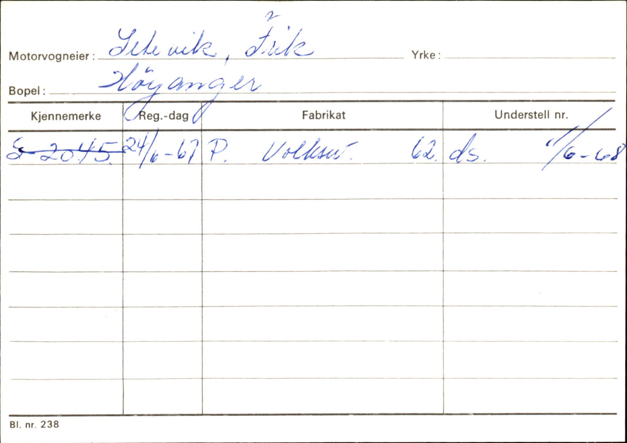 Statens vegvesen, Sogn og Fjordane vegkontor, SAB/A-5301/4/F/L0131: Eigarregister Høyanger P-Å. Stryn S-Å, 1945-1975, s. 199