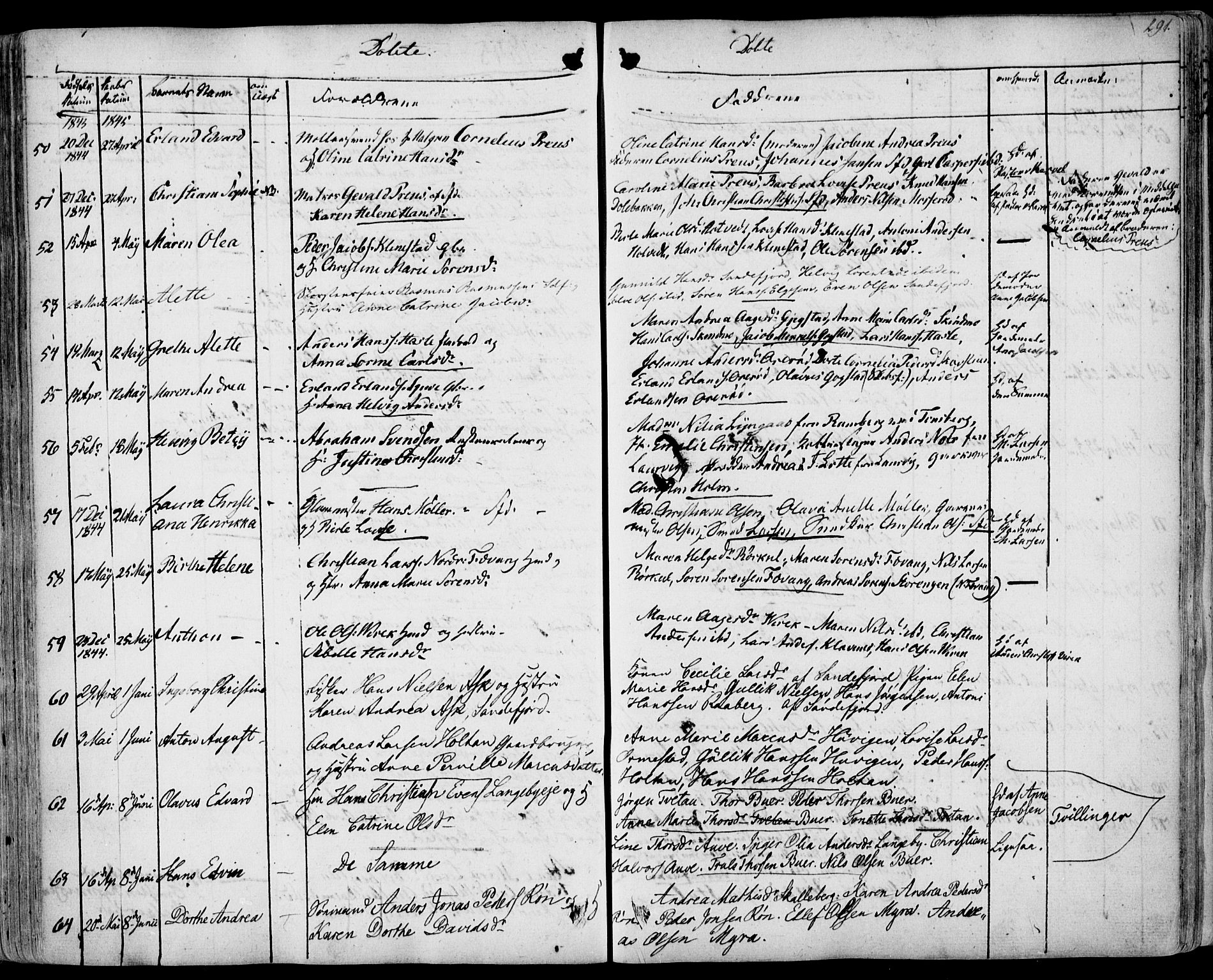 Sandar kirkebøker, AV/SAKO-A-243/F/Fa/L0005: Ministerialbok nr. 5, 1832-1847, s. 290-291