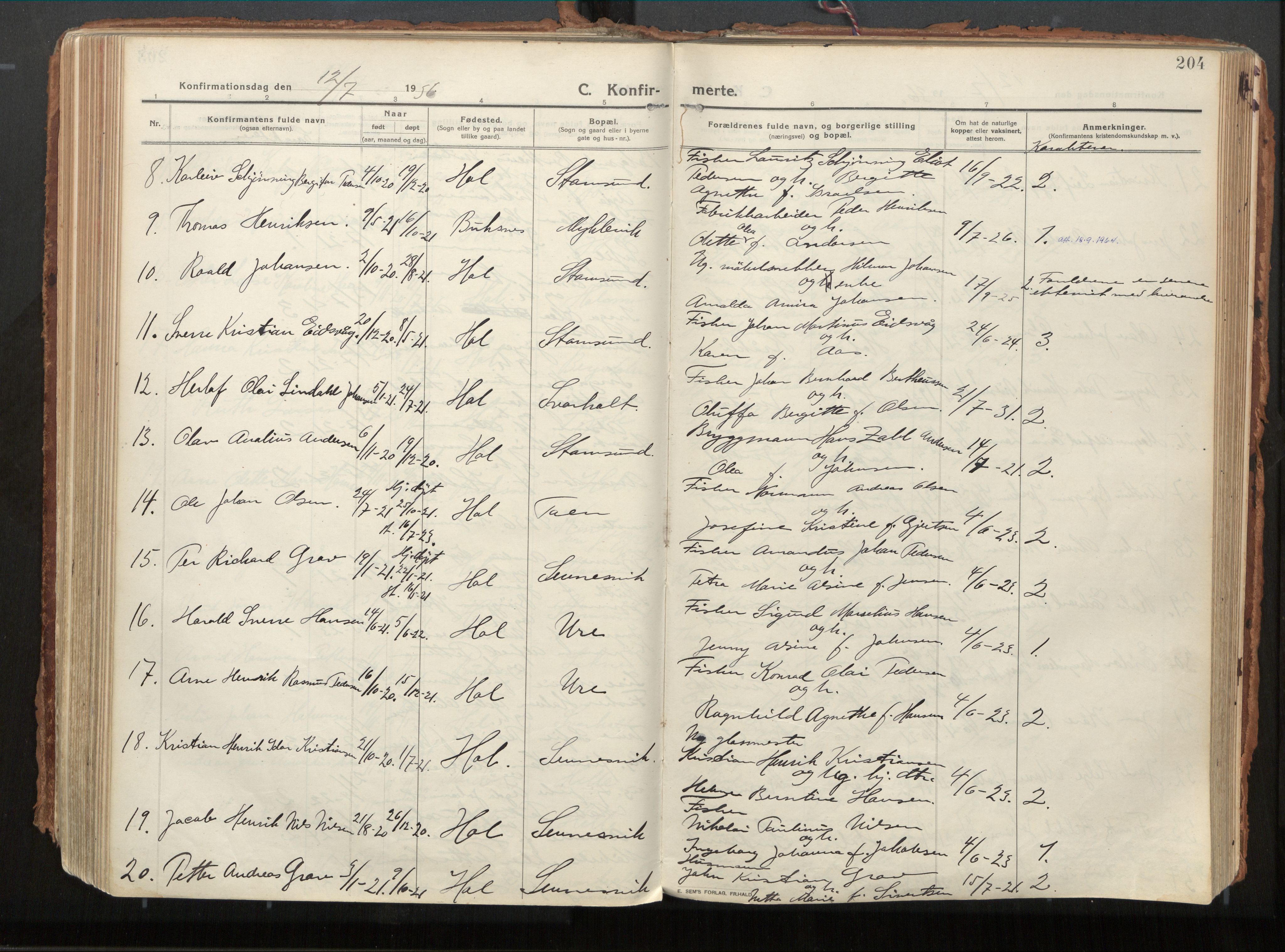 Ministerialprotokoller, klokkerbøker og fødselsregistre - Nordland, AV/SAT-A-1459/882/L1181: Ministerialbok nr. 882A03, 1913-1937, s. 204