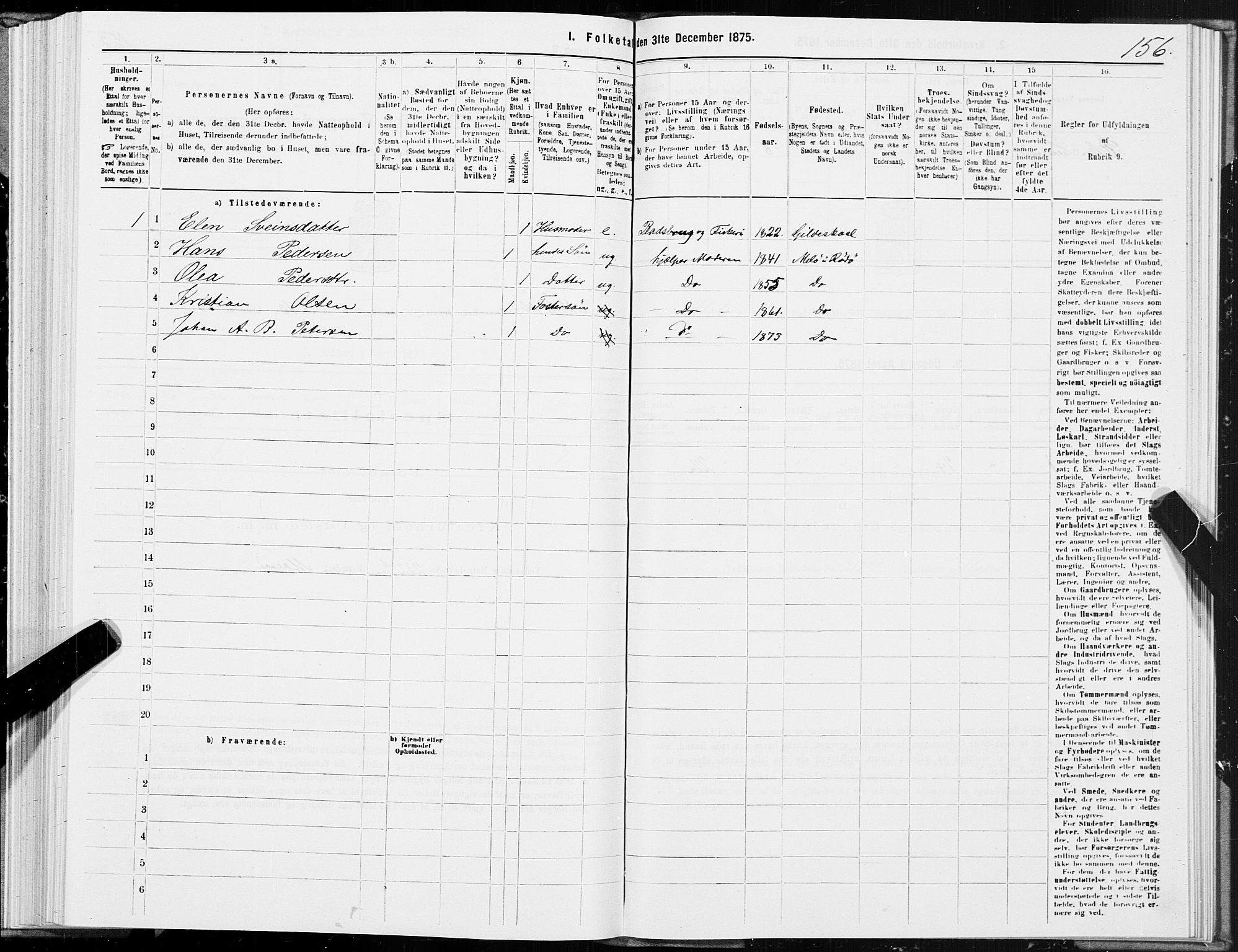 SAT, Folketelling 1875 for 1836P Rødøy prestegjeld, 1875, s. 5156