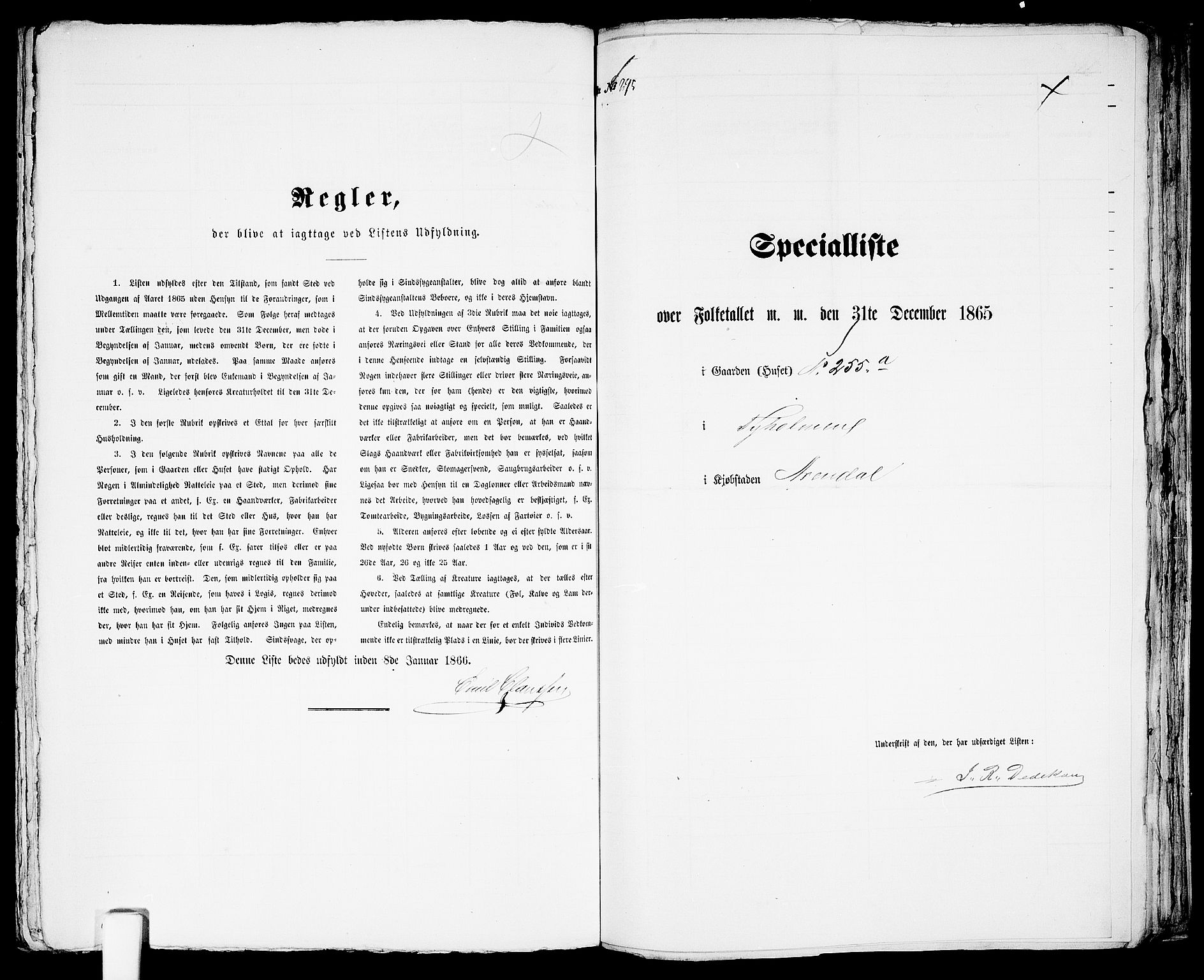 RA, Folketelling 1865 for 0903P Arendal prestegjeld, 1865, s. 598