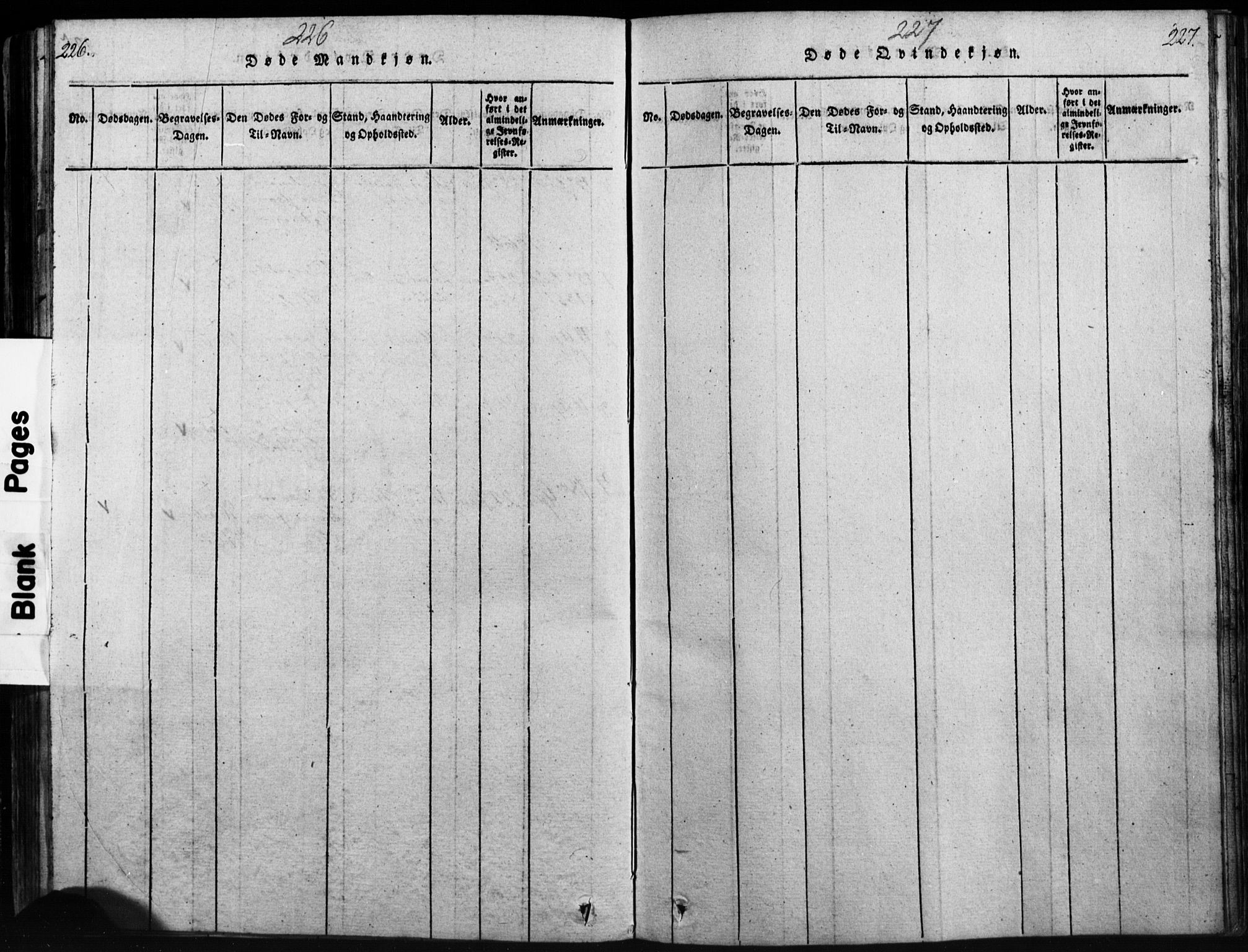 Tynset prestekontor, SAH/PREST-058/H/Ha/Hab/L0003: Klokkerbok nr. 3, 1814-1862, s. 226-227