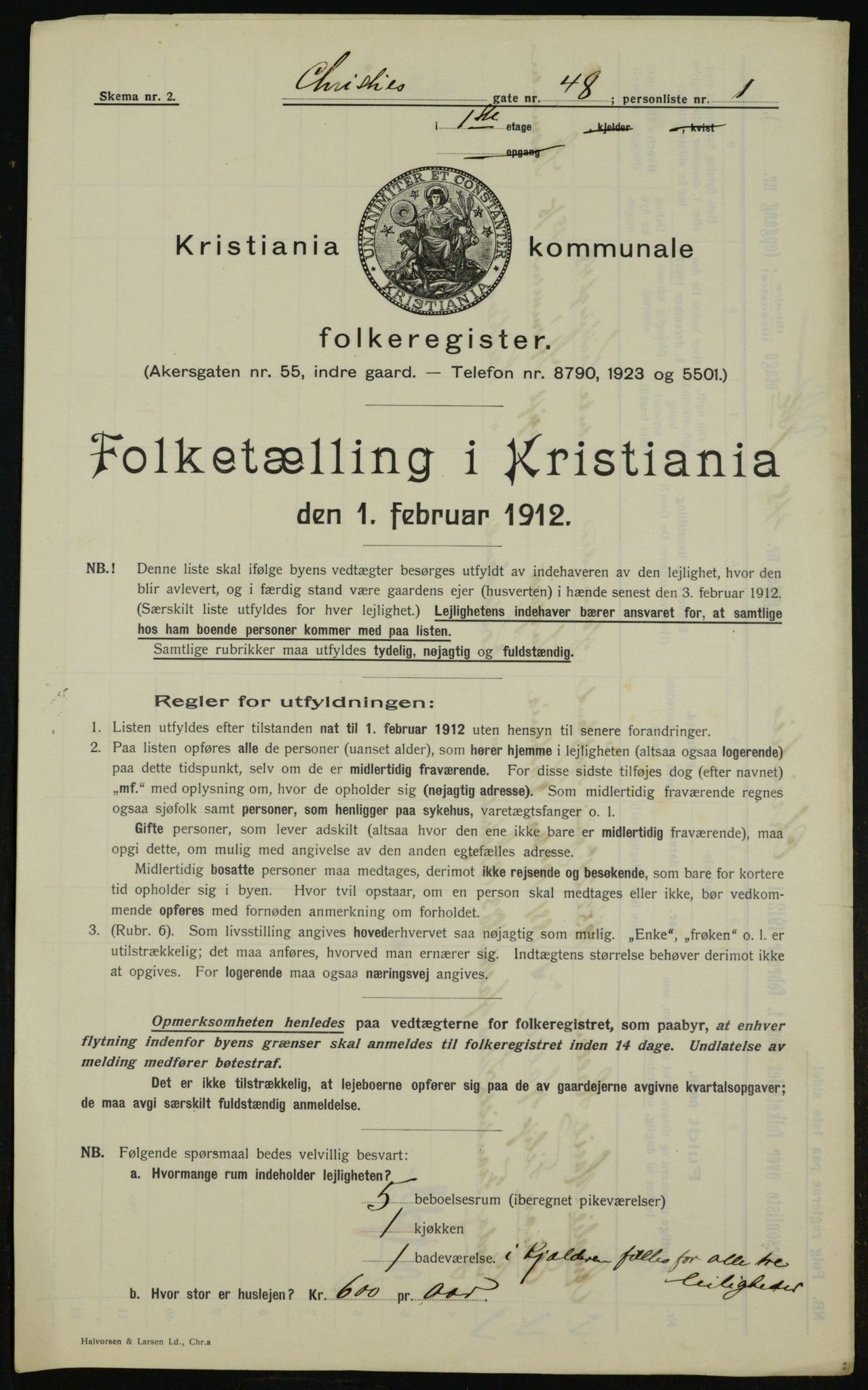 OBA, Kommunal folketelling 1.2.1912 for Kristiania, 1912, s. 12604