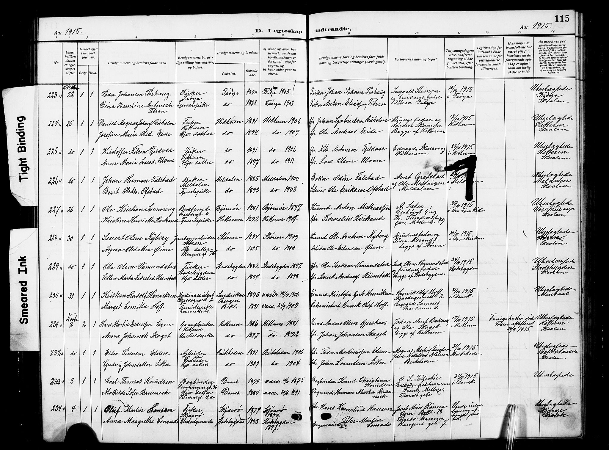 Ministerialprotokoller, klokkerbøker og fødselsregistre - Sør-Trøndelag, AV/SAT-A-1456/601/L0097: Klokkerbok nr. 601C15, 1911-1921, s. 115