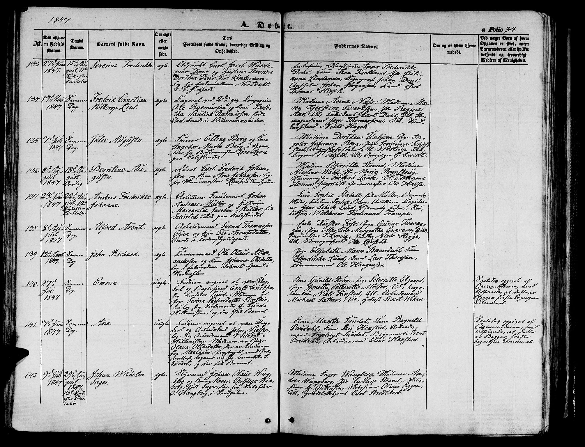 Ministerialprotokoller, klokkerbøker og fødselsregistre - Sør-Trøndelag, SAT/A-1456/602/L0137: Klokkerbok nr. 602C05, 1846-1856, s. 34