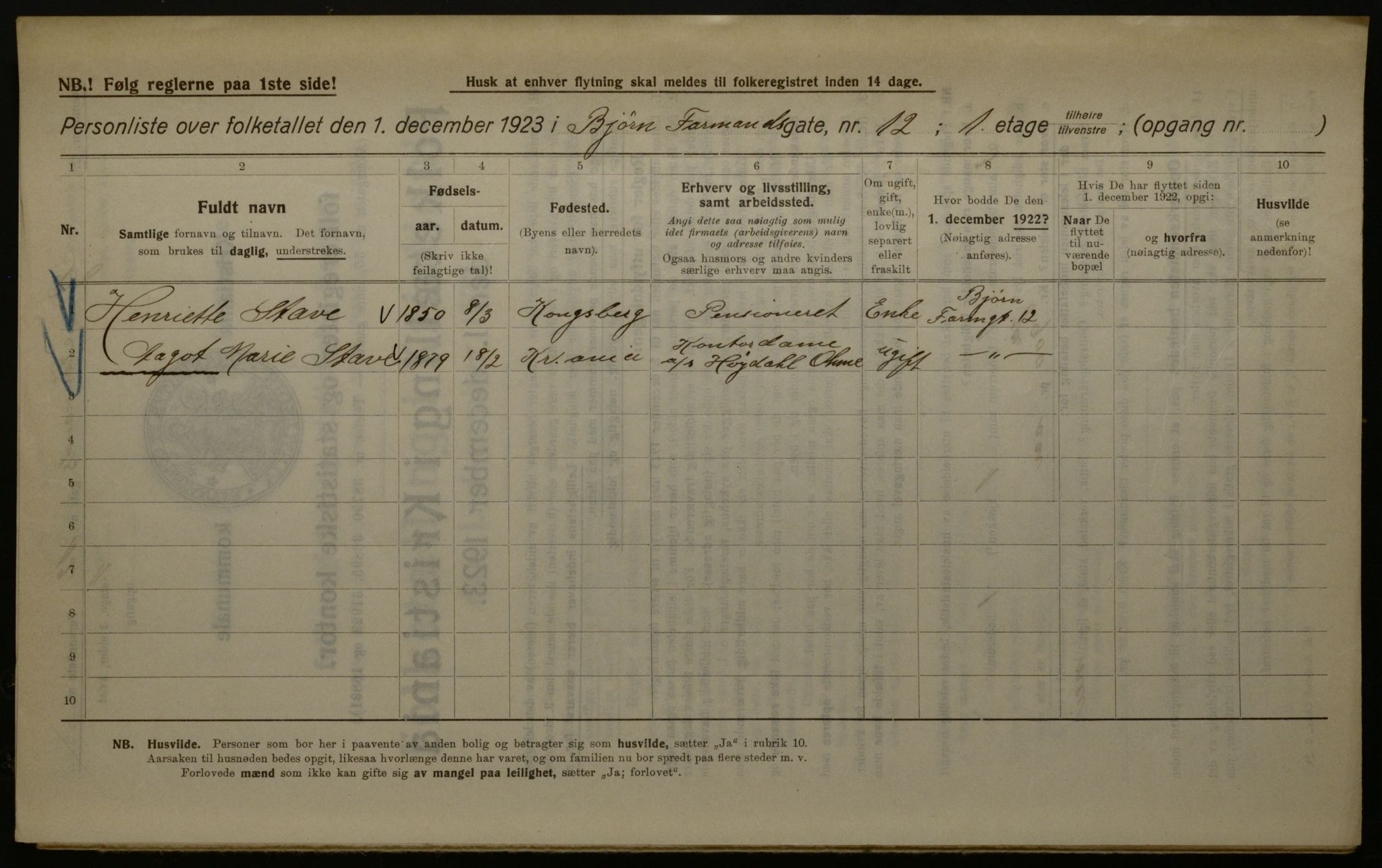 OBA, Kommunal folketelling 1.12.1923 for Kristiania, 1923, s. 7738