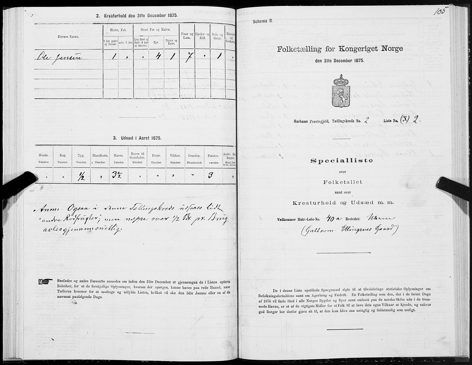 SAT, Folketelling 1875 for 1534P Haram prestegjeld, 1875, s. 1105