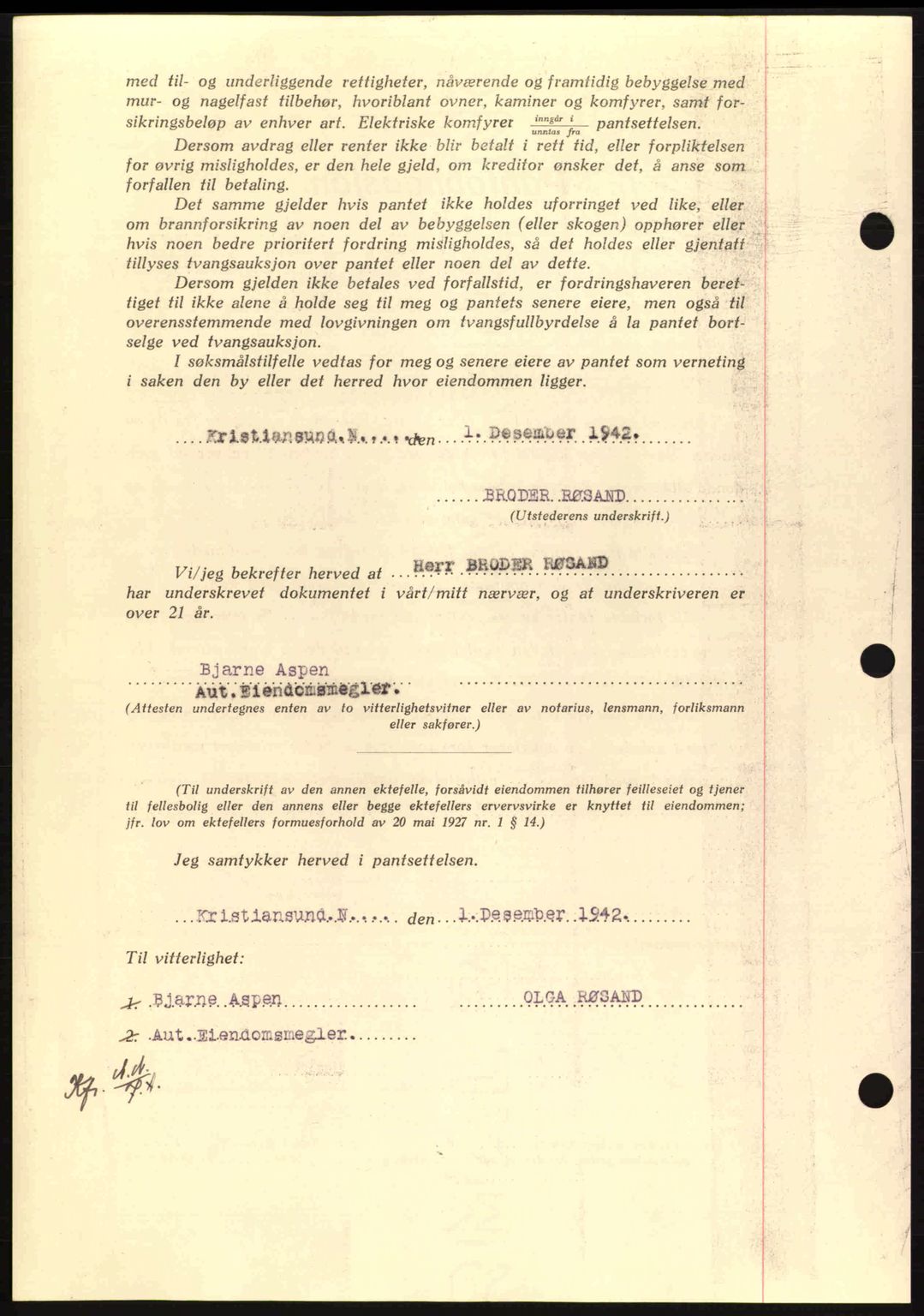 Nordmøre sorenskriveri, AV/SAT-A-4132/1/2/2Ca: Pantebok nr. B90, 1942-1943, Dagboknr: 3368/1942