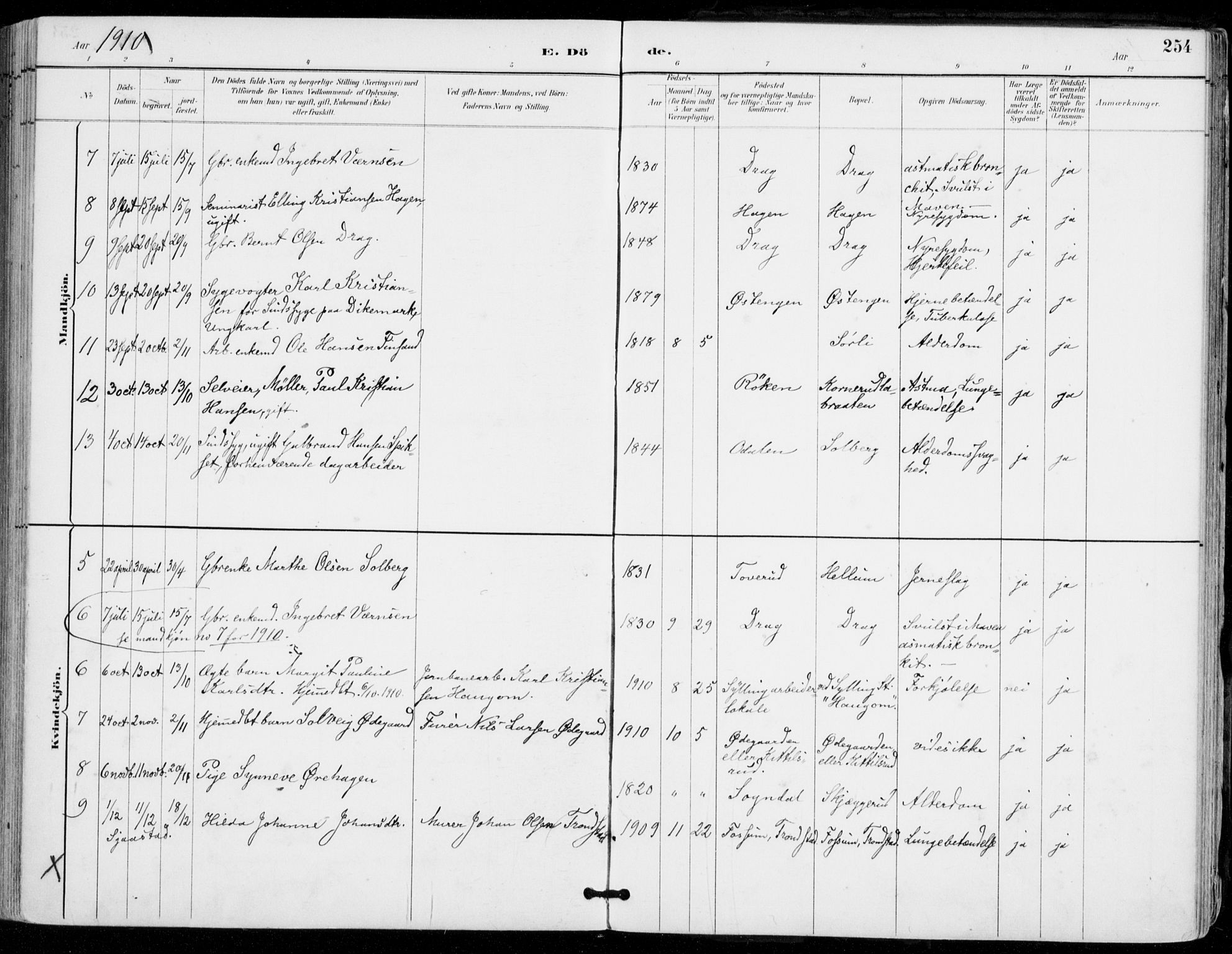 Sylling kirkebøker, AV/SAKO-A-247/F/Fa/L0001: Ministerialbok nr. 1, 1883-1910, s. 254