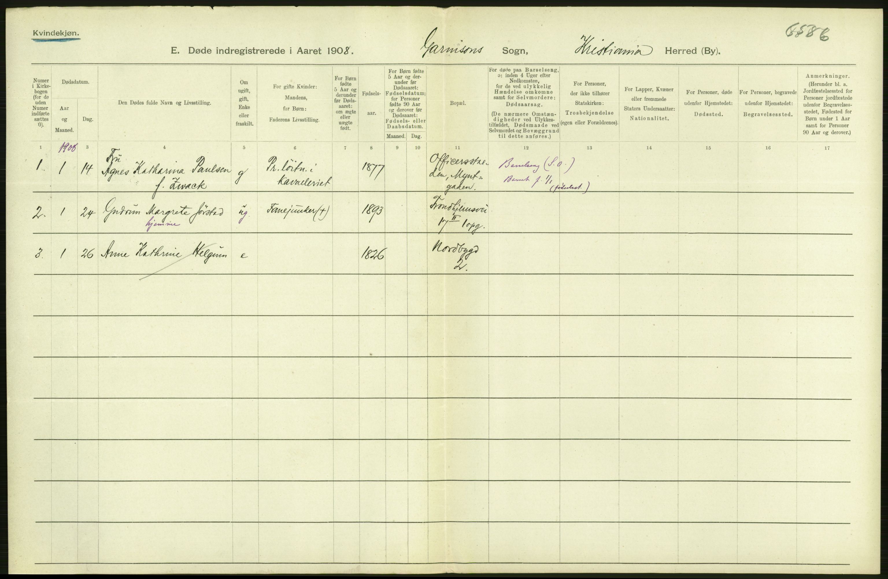 Statistisk sentralbyrå, Sosiodemografiske emner, Befolkning, AV/RA-S-2228/D/Df/Dfa/Dfaf/L0009: Kristiania: Døde, dødfødte., 1908, s. 174