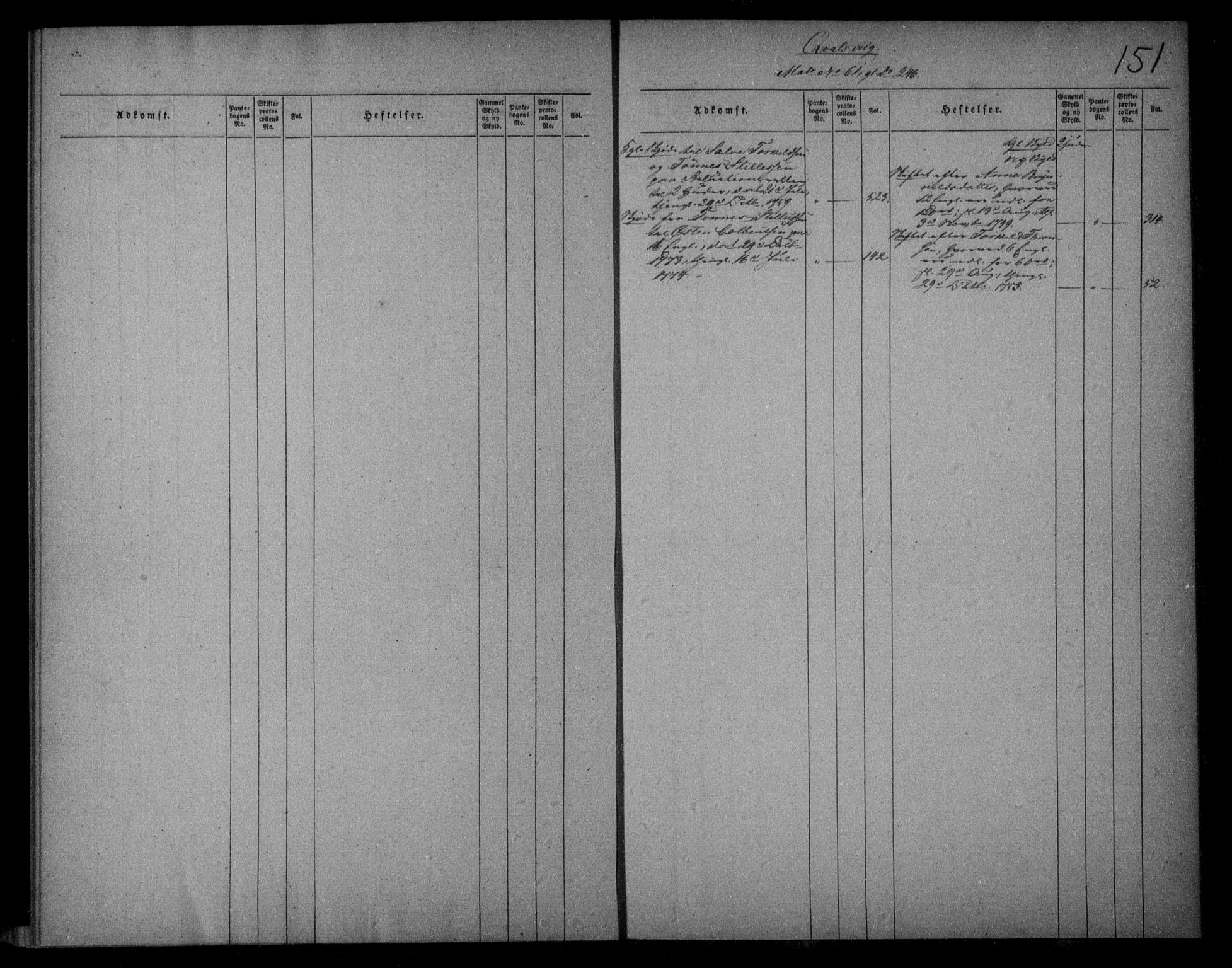 Lister sorenskriveri, SAK/1221-0003/G/Ga/L0002: Panteregister nr. 2, 1738-1810, s. 151