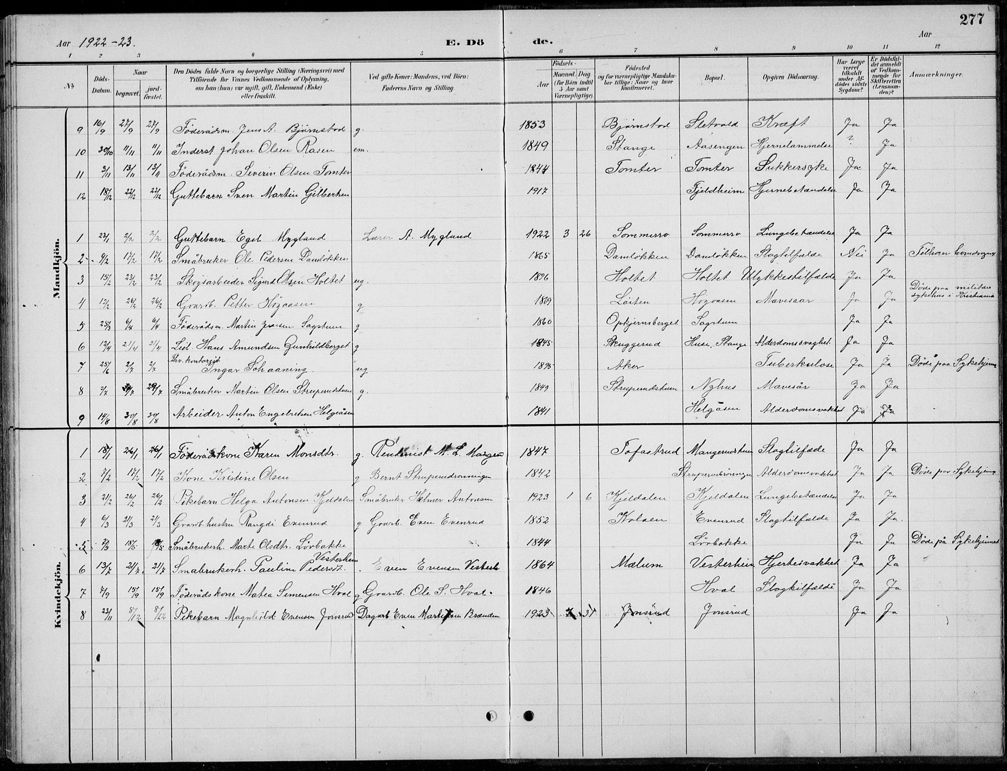 Romedal prestekontor, AV/SAH-PREST-004/L/L0013: Klokkerbok nr. 13, 1896-1937, s. 277