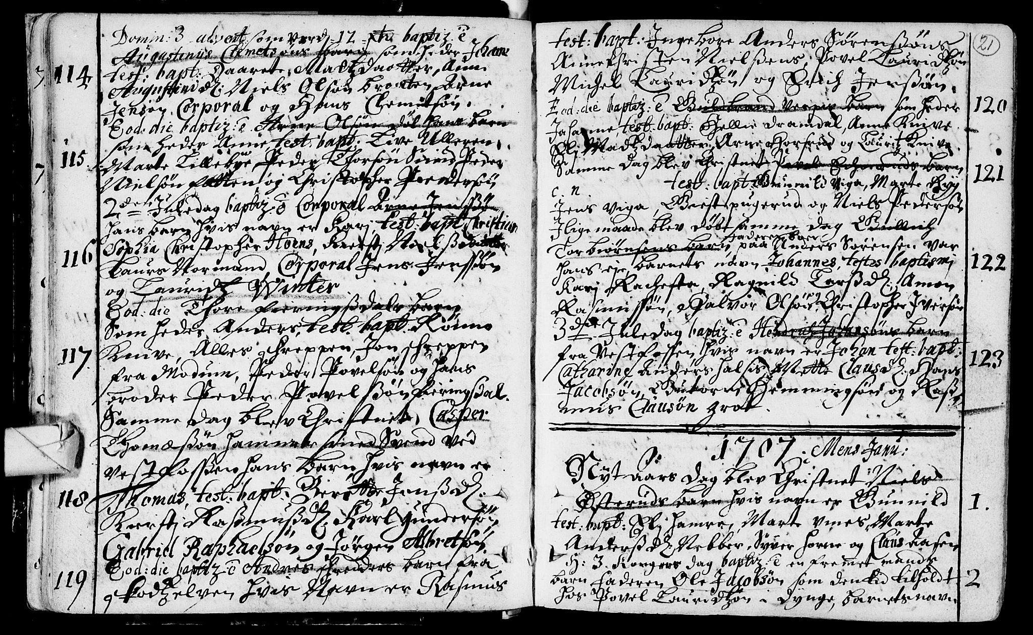 Eiker kirkebøker, SAKO/A-4/F/Fa/L0002: Ministerialbok nr. I 2, 1705-1724, s. 21