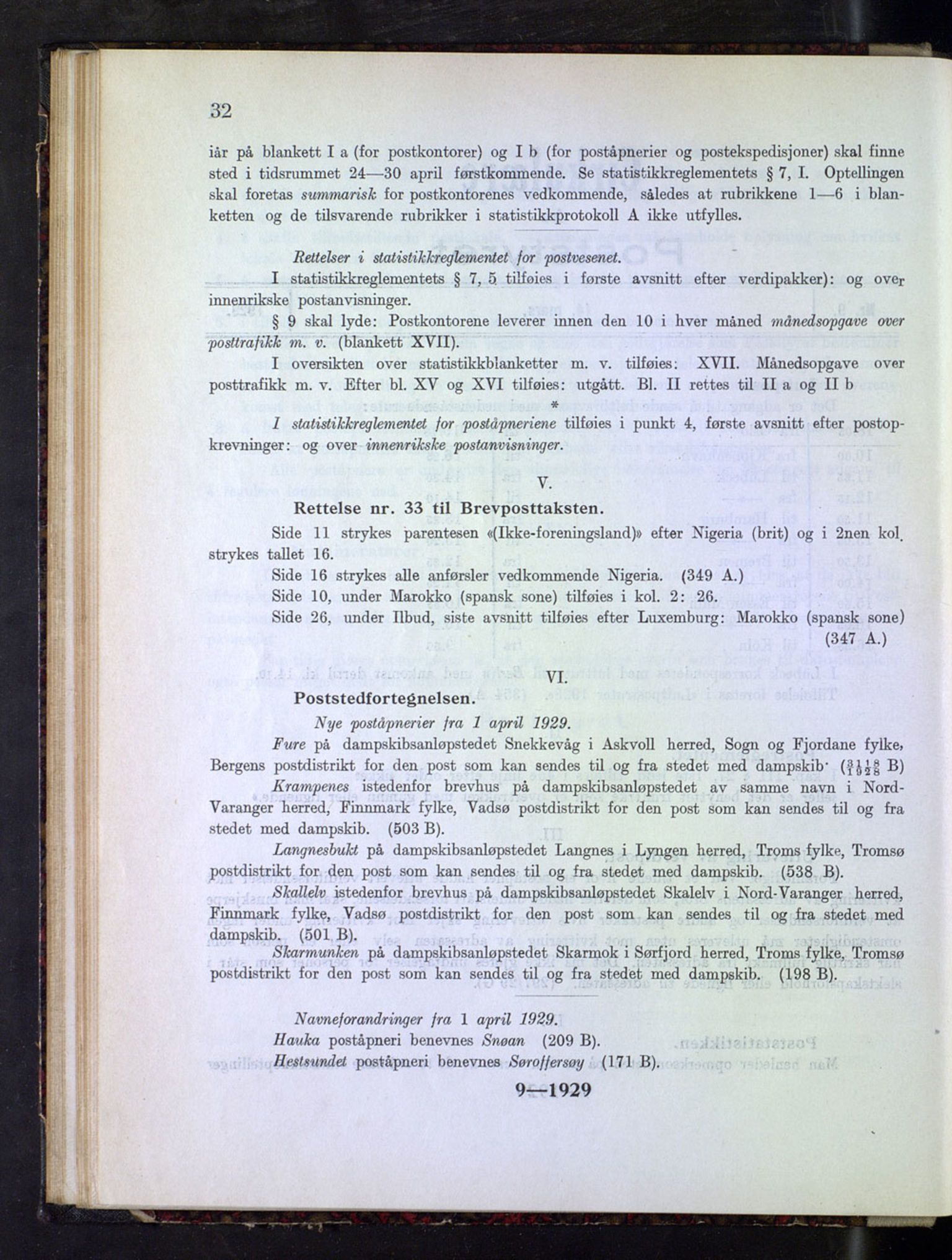 Norges Postmuseums bibliotek, NOPO/-/-/-: Sirkulærer fra Poststyret, 1929