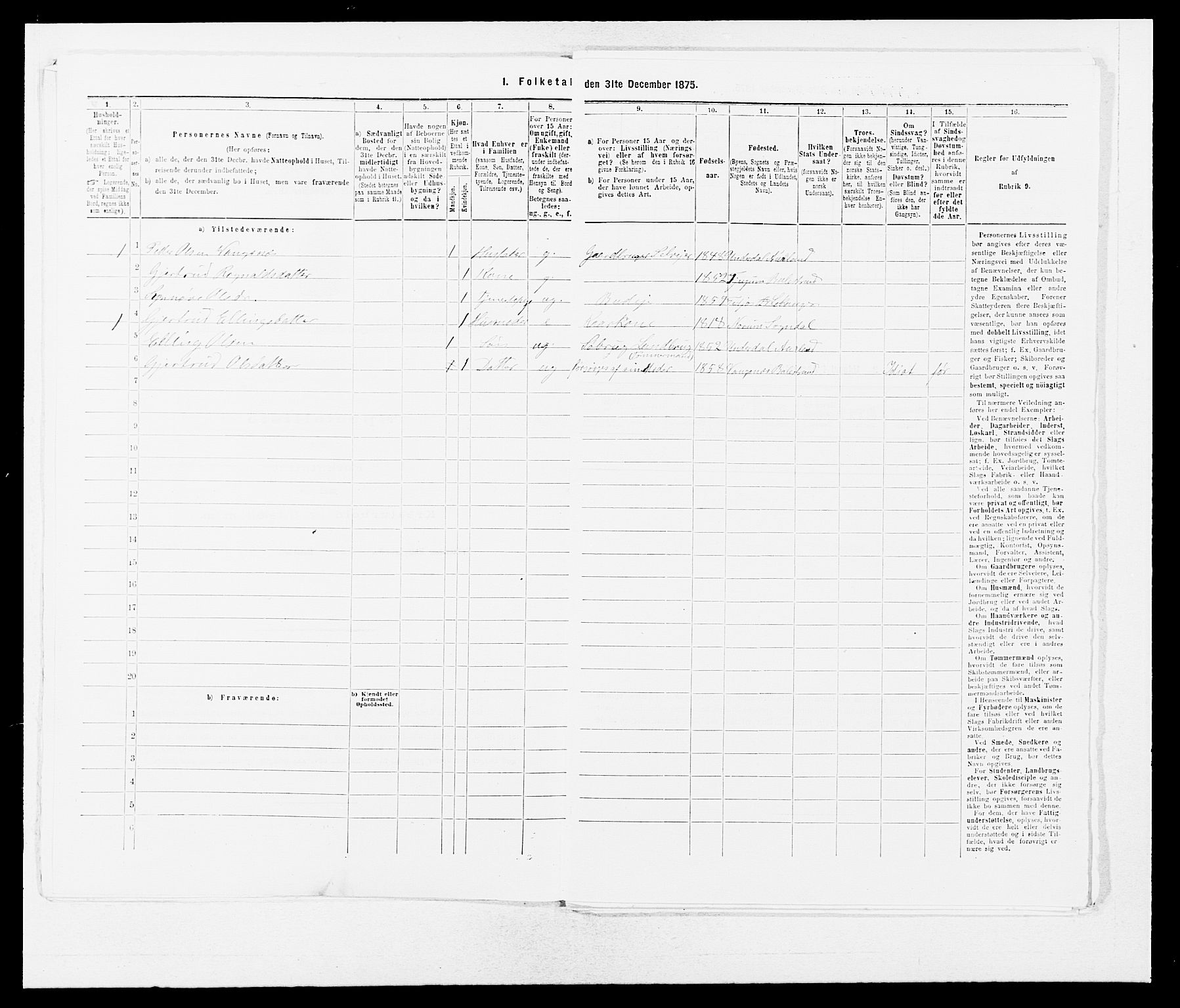 SAB, Folketelling 1875 for 1418P Balestrand prestegjeld, 1875, s. 611