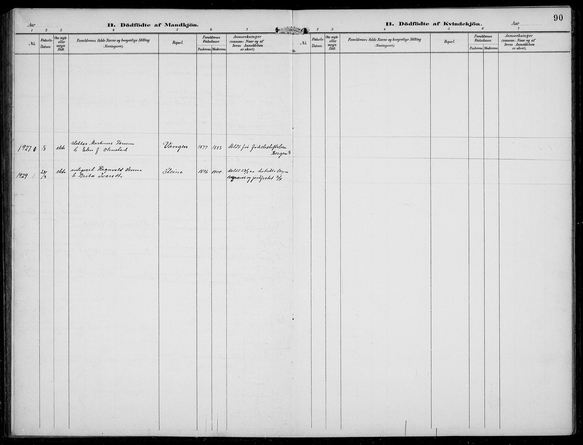 Aurland sokneprestembete, AV/SAB-A-99937/H/Hb/Hba/L0003: Klokkerbok nr. A 3, 1896-1939, s. 90