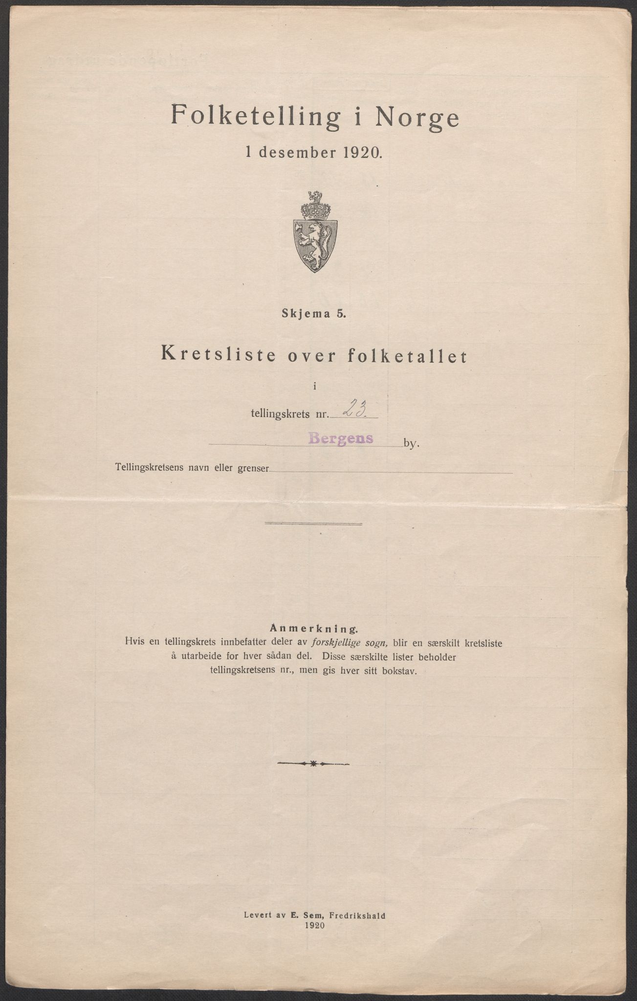 SAB, Folketelling 1920 for 1301 Bergen kjøpstad, 1920, s. 79
