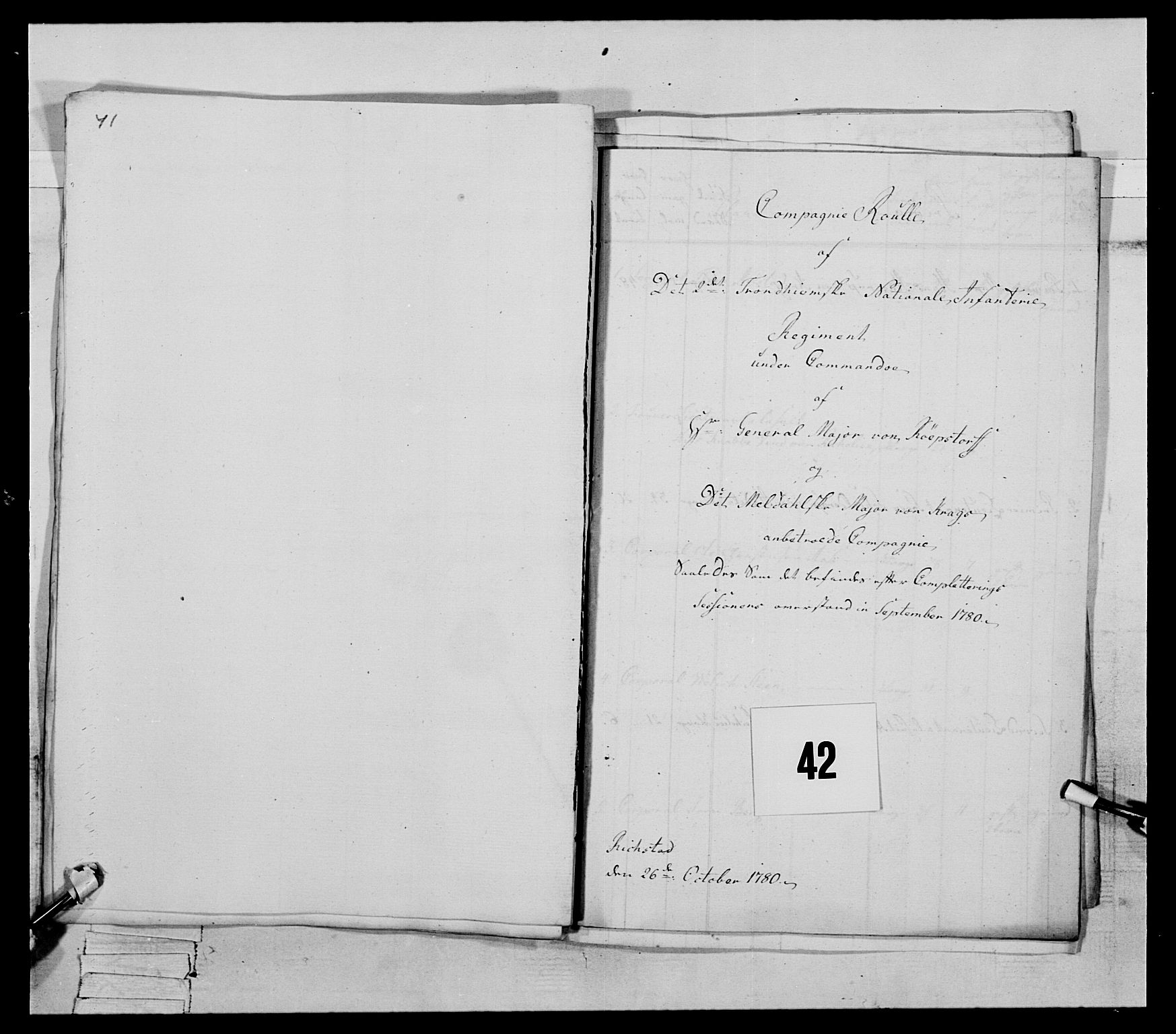 Generalitets- og kommissariatskollegiet, Det kongelige norske kommissariatskollegium, RA/EA-5420/E/Eh/L0078: 2. Trondheimske nasjonale infanteriregiment, 1779-1780, s. 230