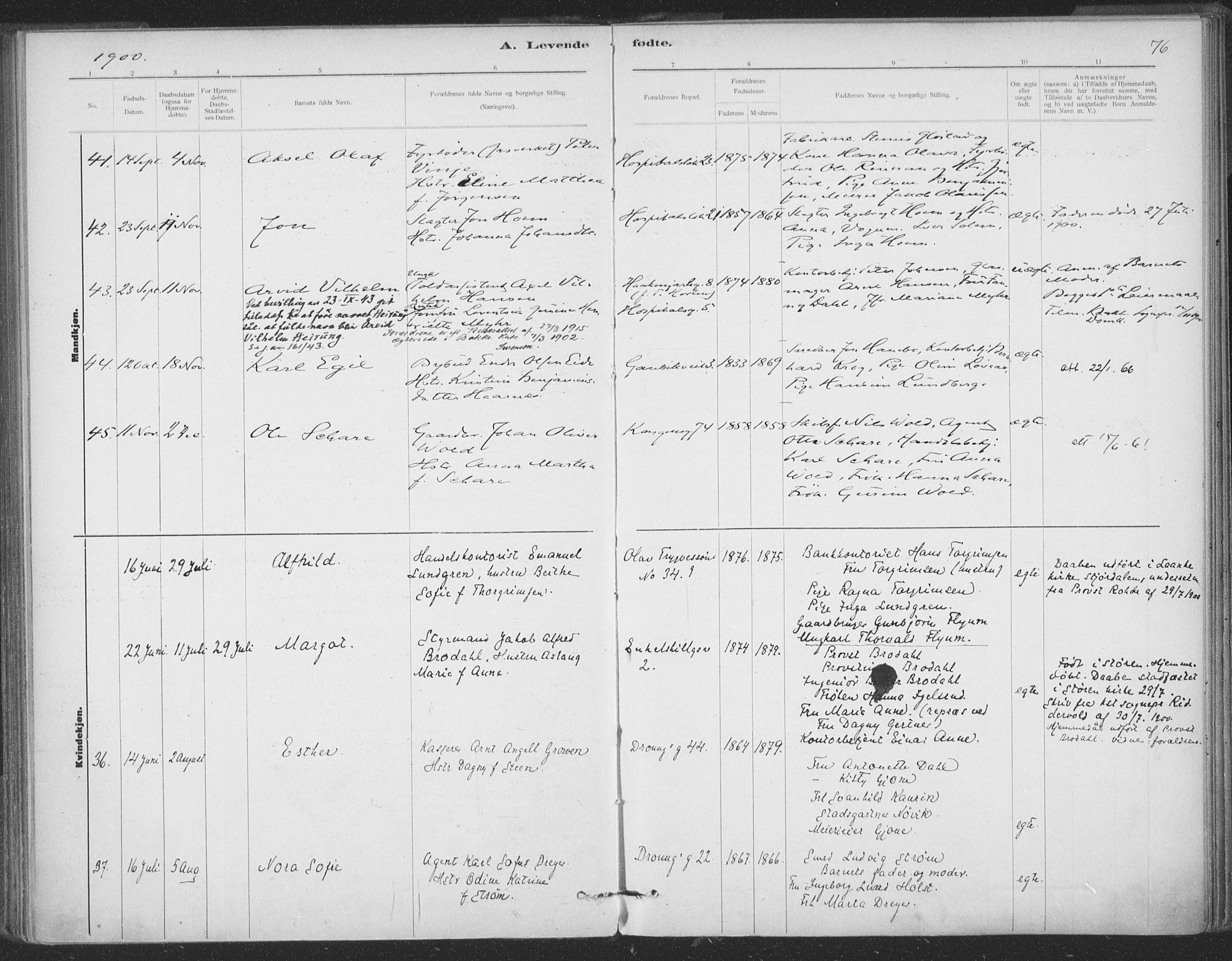 Ministerialprotokoller, klokkerbøker og fødselsregistre - Sør-Trøndelag, AV/SAT-A-1456/602/L0122: Ministerialbok nr. 602A20, 1892-1908, s. 76