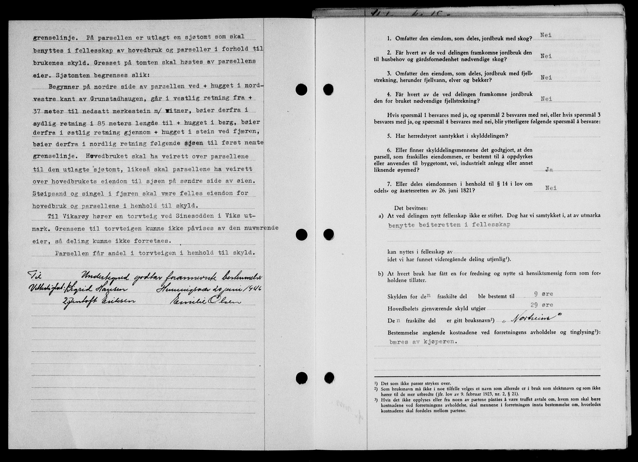 Lofoten sorenskriveri, SAT/A-0017/1/2/2C/L0014a: Pantebok nr. 14a, 1946-1946, Dagboknr: 1197/1946
