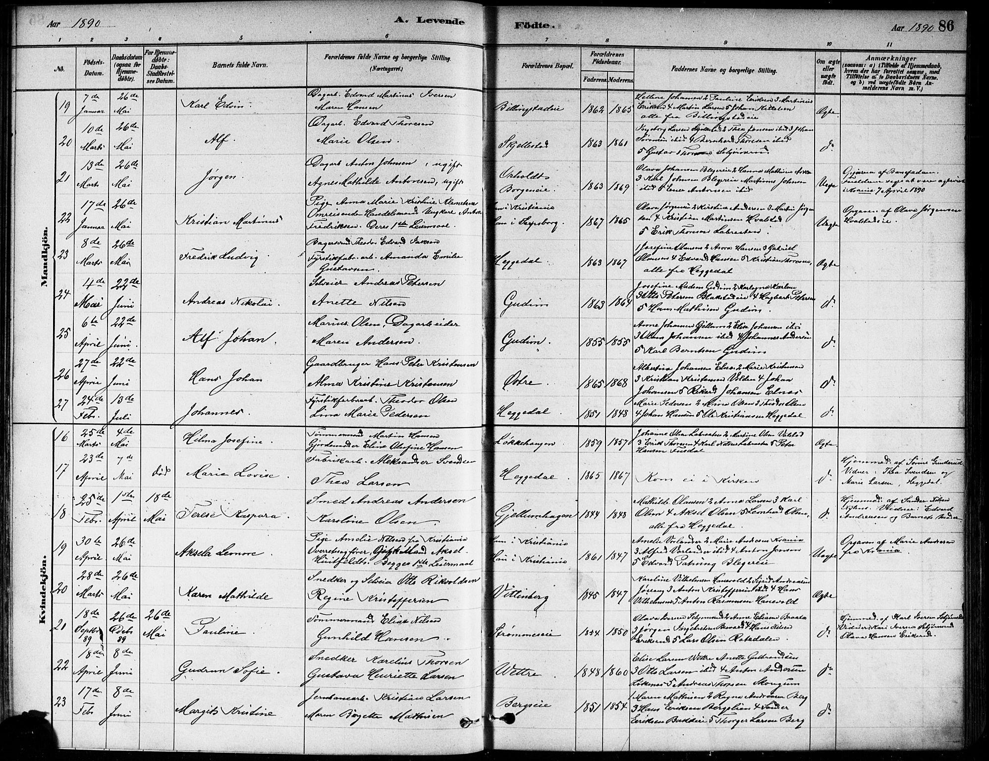 Asker prestekontor Kirkebøker, AV/SAO-A-10256a/F/Fa/L0013: Ministerialbok nr. I 13, 1879-1896, s. 86