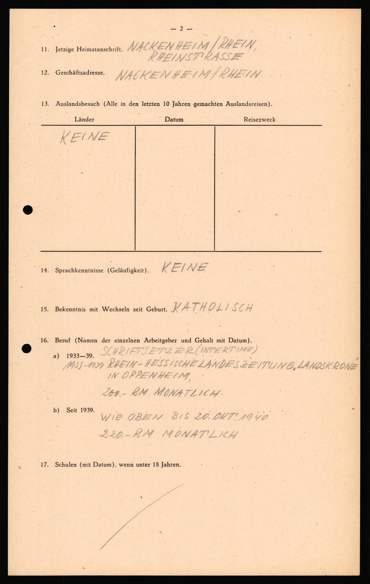 Forsvaret, Forsvarets overkommando II, AV/RA-RAFA-3915/D/Db/L0032: CI Questionaires. Tyske okkupasjonsstyrker i Norge. Tyskere., 1945-1946, s. 311