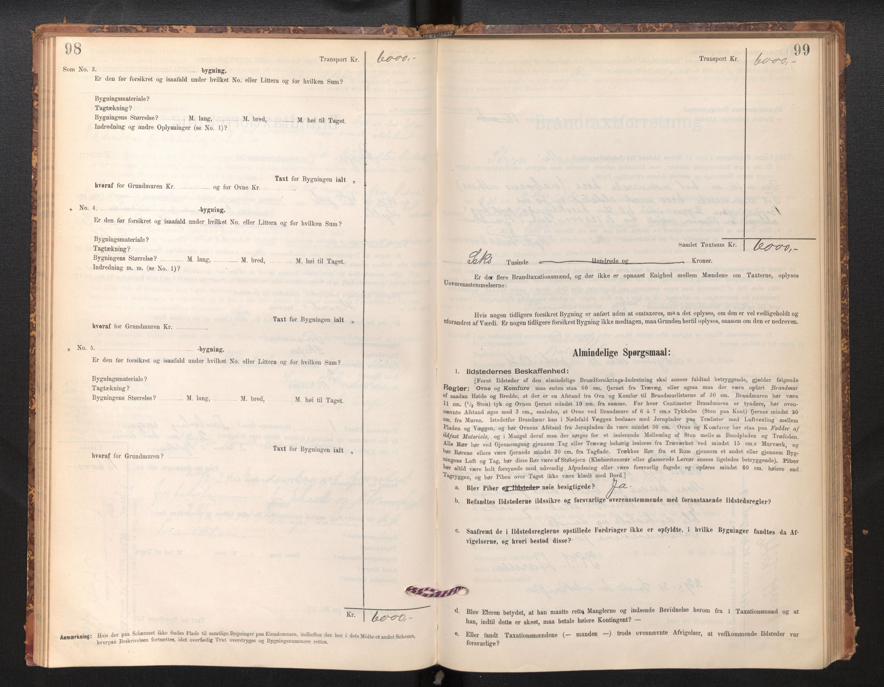 Lensmannen i Stryn og Innvik, AV/SAB-A-30201/0012/L0002: Branntakstprotokoll, skjematakst, 1894-1942, s. 98-99