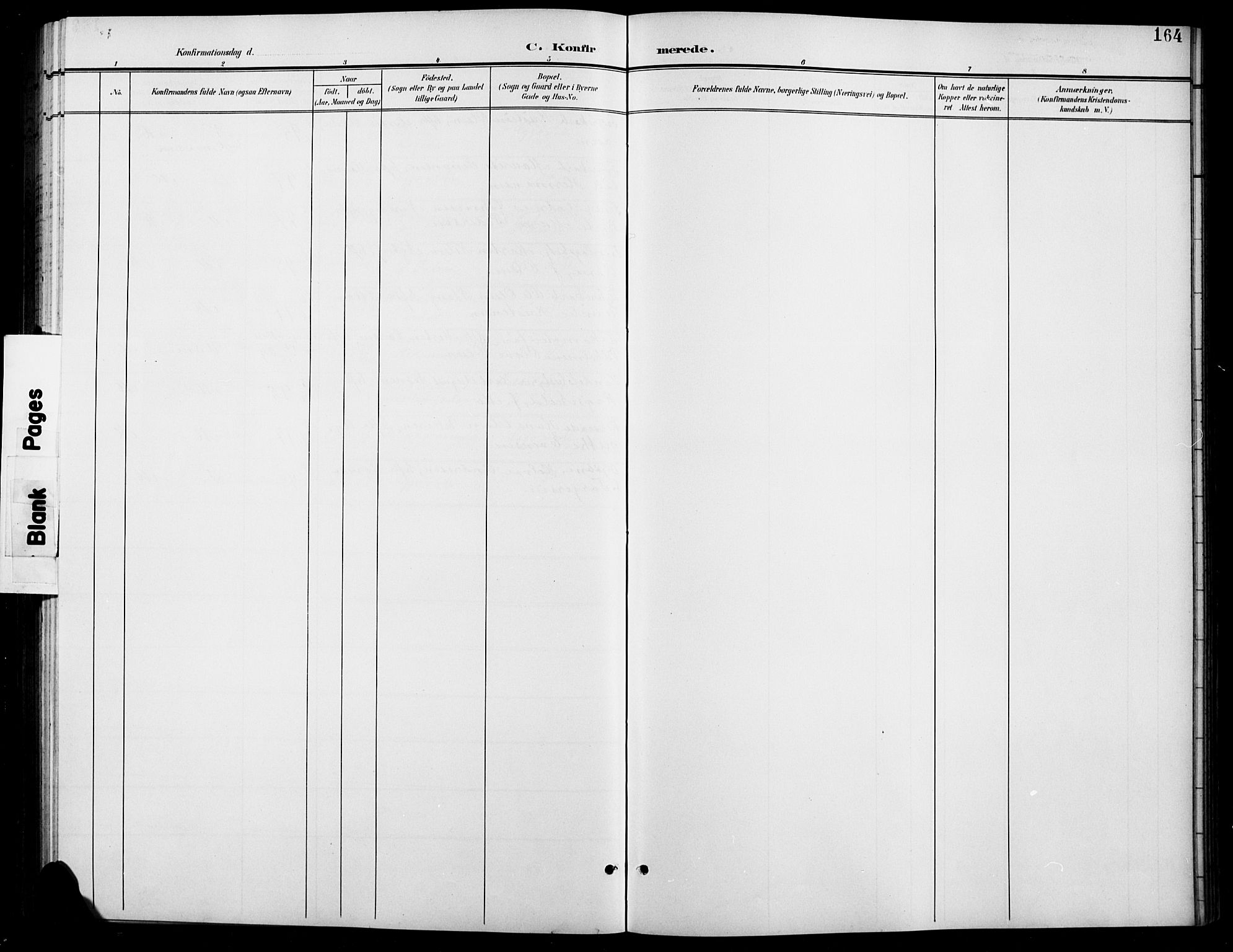 Vardal prestekontor, SAH/PREST-100/H/Ha/Hab/L0012: Klokkerbok nr. 12, 1902-1911, s. 164