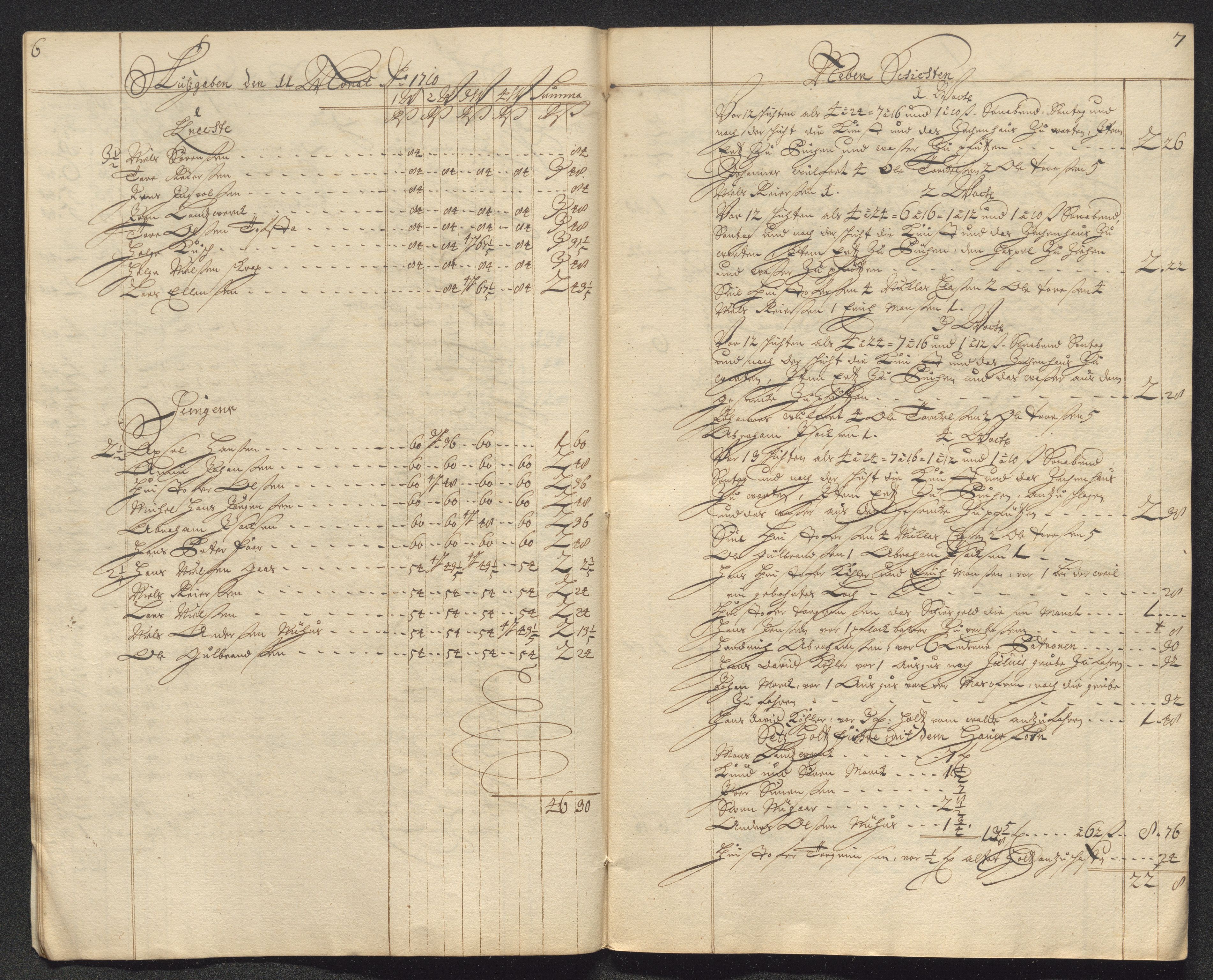 Kongsberg Sølvverk 1623-1816, AV/SAKO-EA-3135/001/D/Dc/Dcd/L0098: Utgiftsregnskap for gruver m.m. , 1710, s. 403