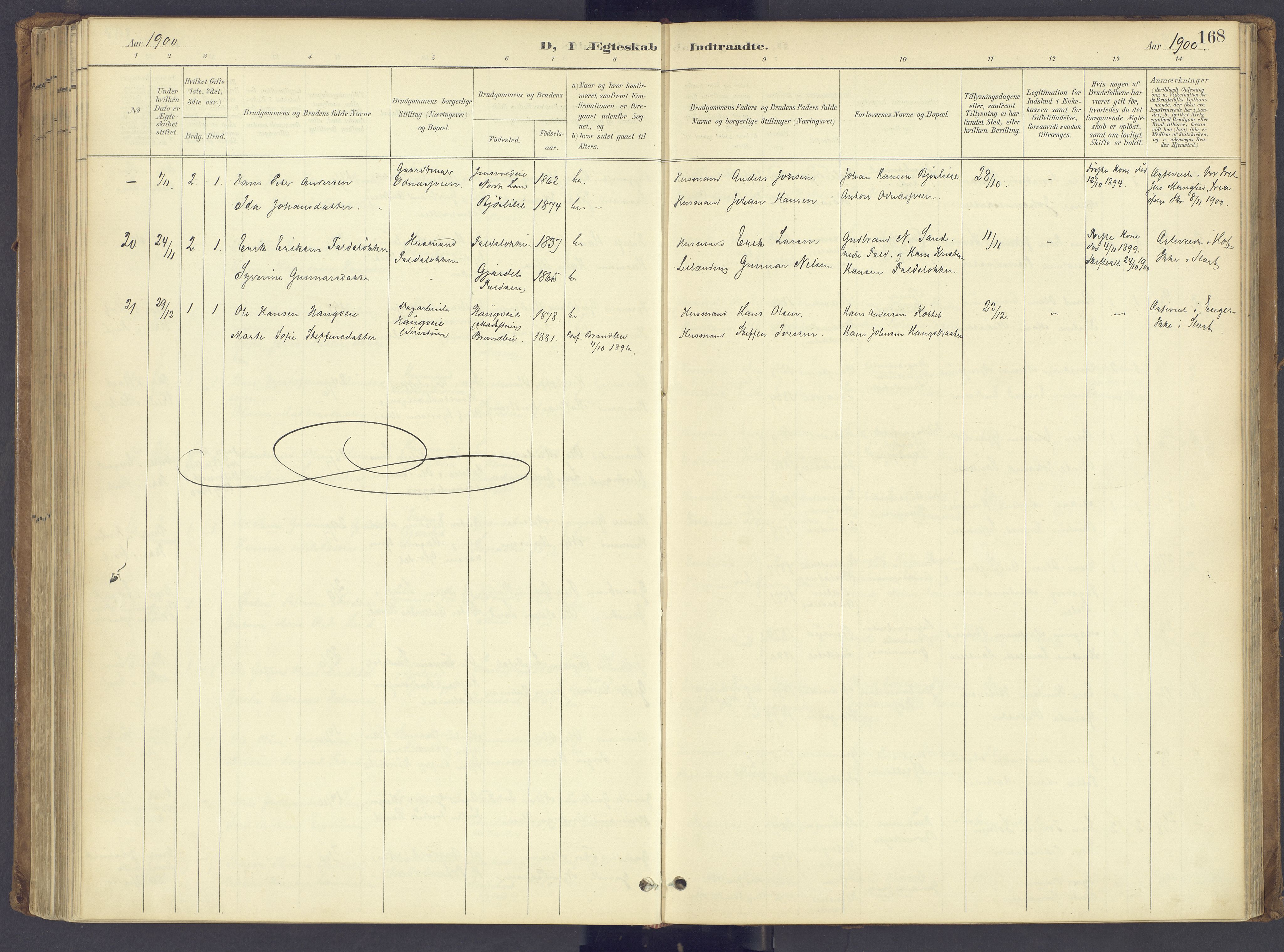 Søndre Land prestekontor, AV/SAH-PREST-122/K/L0006: Ministerialbok nr. 6, 1895-1904, s. 168