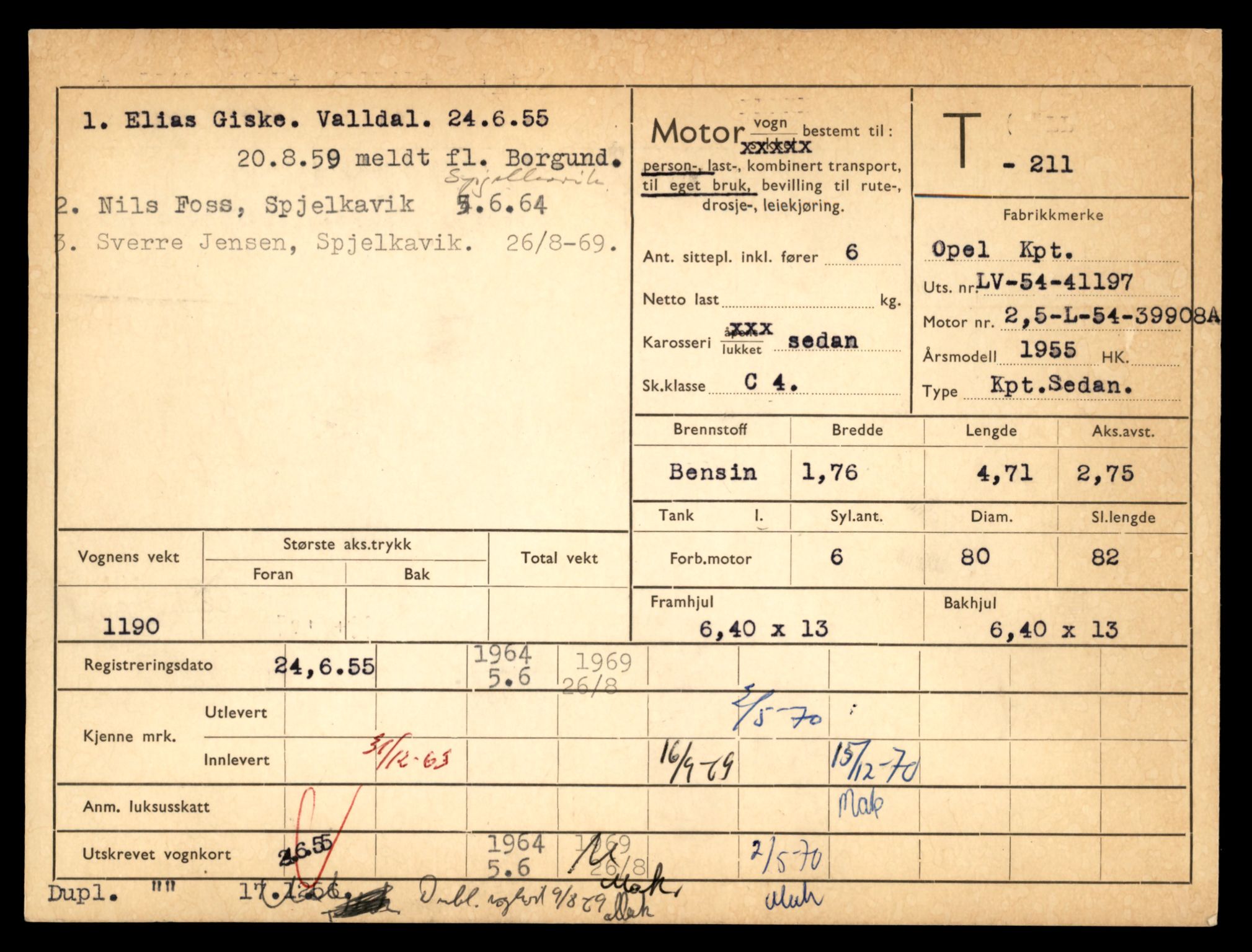 Møre og Romsdal vegkontor - Ålesund trafikkstasjon, AV/SAT-A-4099/F/Fe/L0002: Registreringskort for kjøretøy T 128 - T 231, 1927-1998, s. 2466