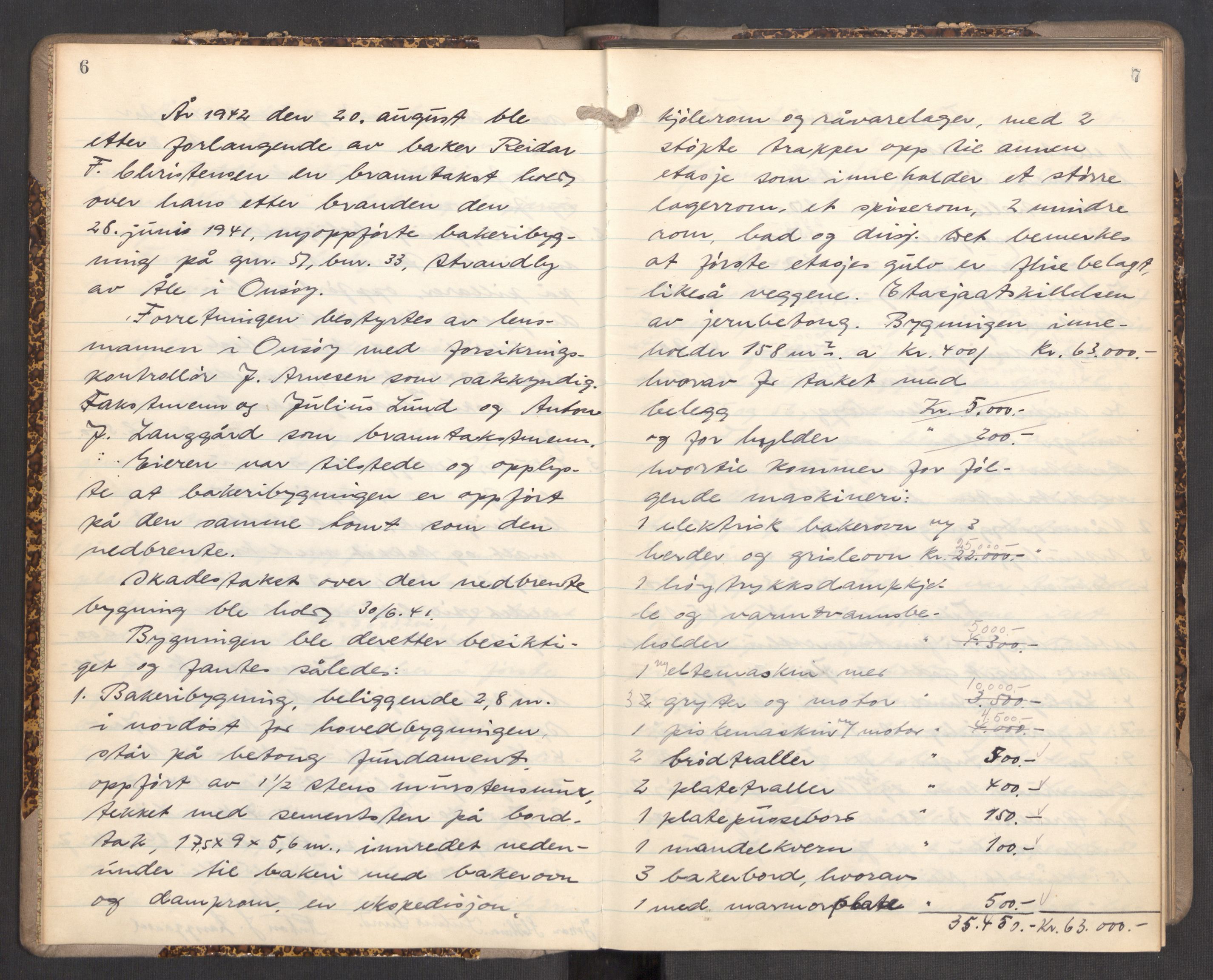 Norges brannkasse, branntakster Onsøy, AV/SAO-A-11074/F/Fa/L0010: Branntakstprotokoll, 1942-1945