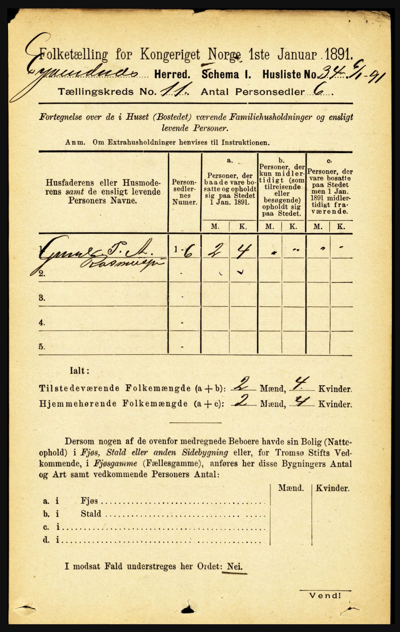 RA, Folketelling 1891 for 1853 Evenes herred, 1891, s. 3456