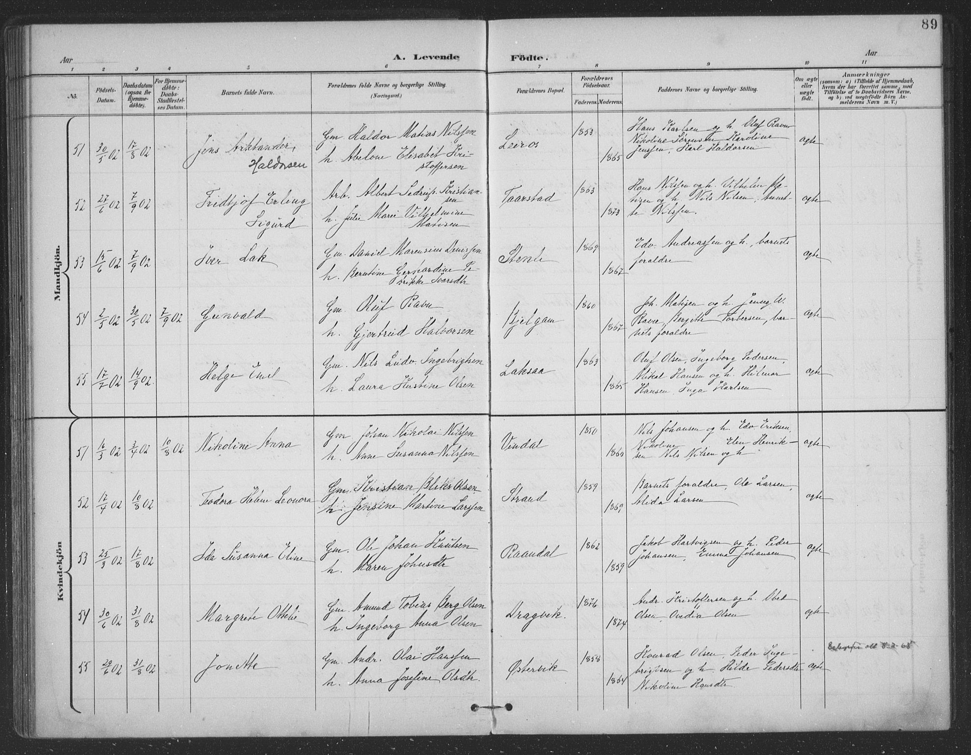 Ministerialprotokoller, klokkerbøker og fødselsregistre - Nordland, SAT/A-1459/863/L0899: Ministerialbok nr. 863A11, 1897-1906, s. 89