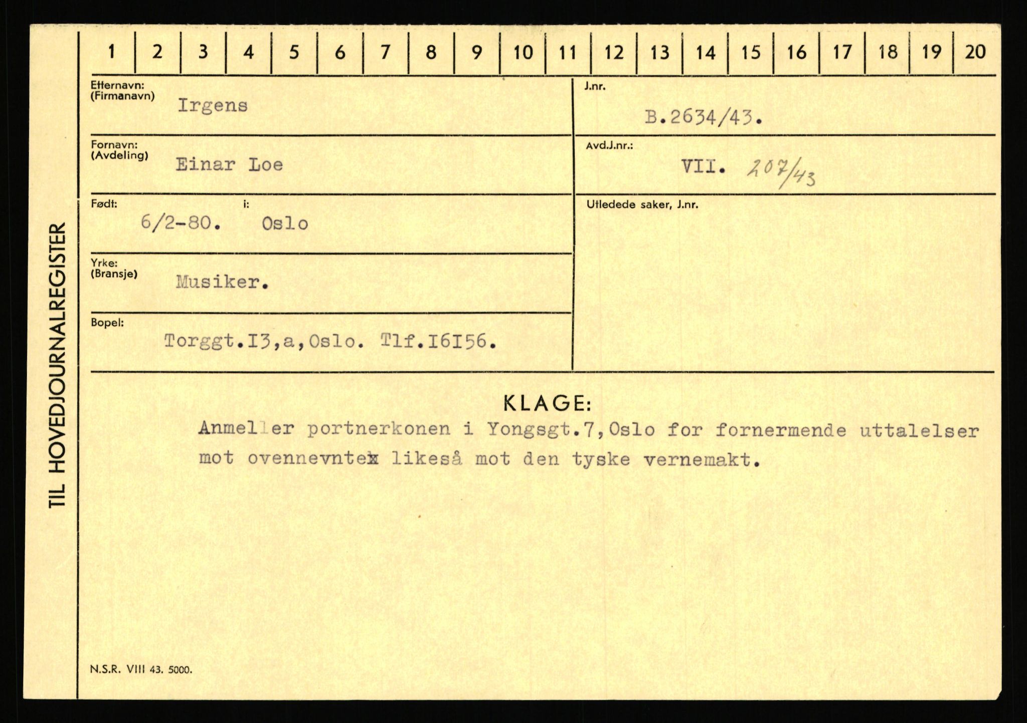 Statspolitiet - Hovedkontoret / Osloavdelingen, AV/RA-S-1329/C/Ca/L0007: Hol - Joelsen, 1943-1945, s. 2454