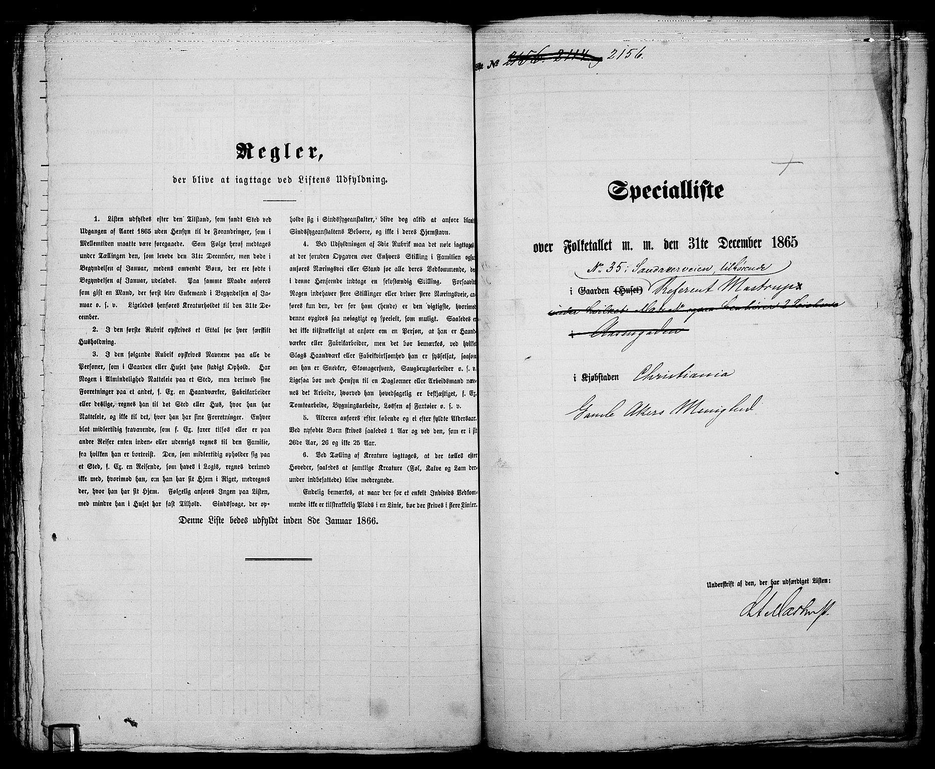 RA, Folketelling 1865 for 0301 Kristiania kjøpstad, 1865, s. 4808